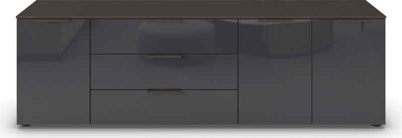 rauch Kommode Flipp, 3-türig mit 3 Schubladen und Soft-Close-Funktion sowie Glasfront