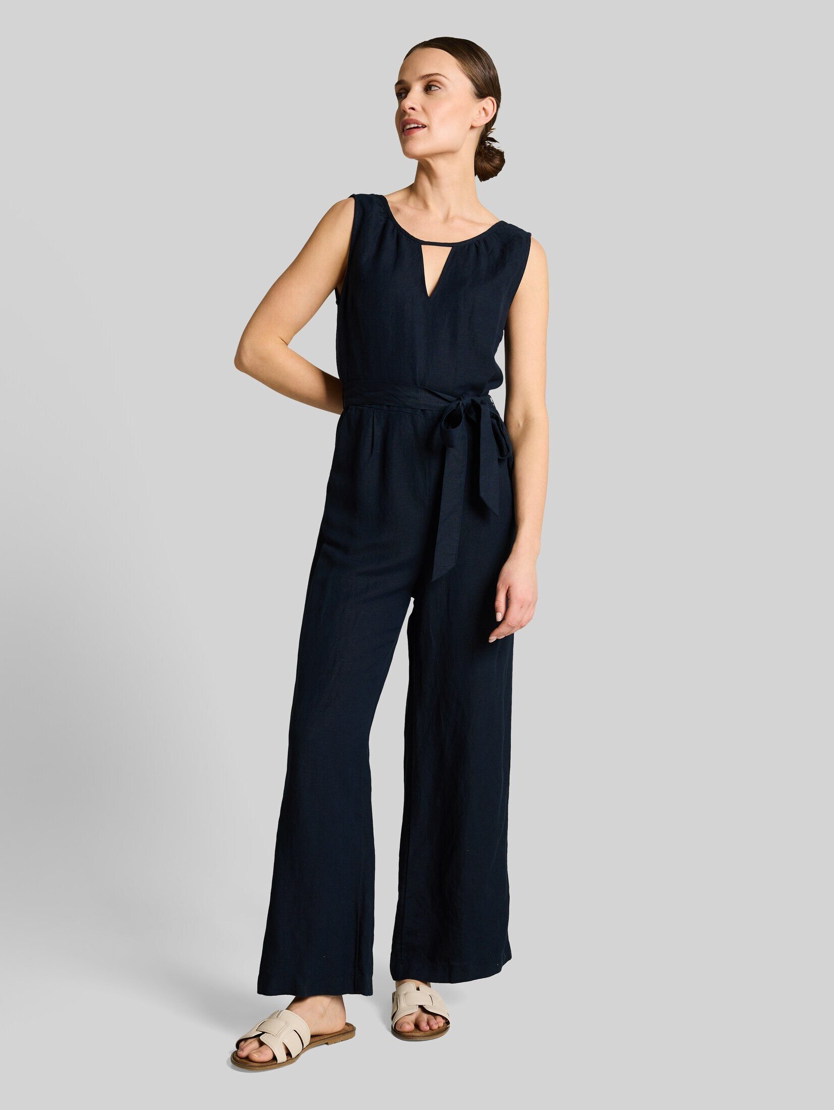 TOM TAILOR Jumpsuit Overalls Jumpsuit mit Leinenanteil