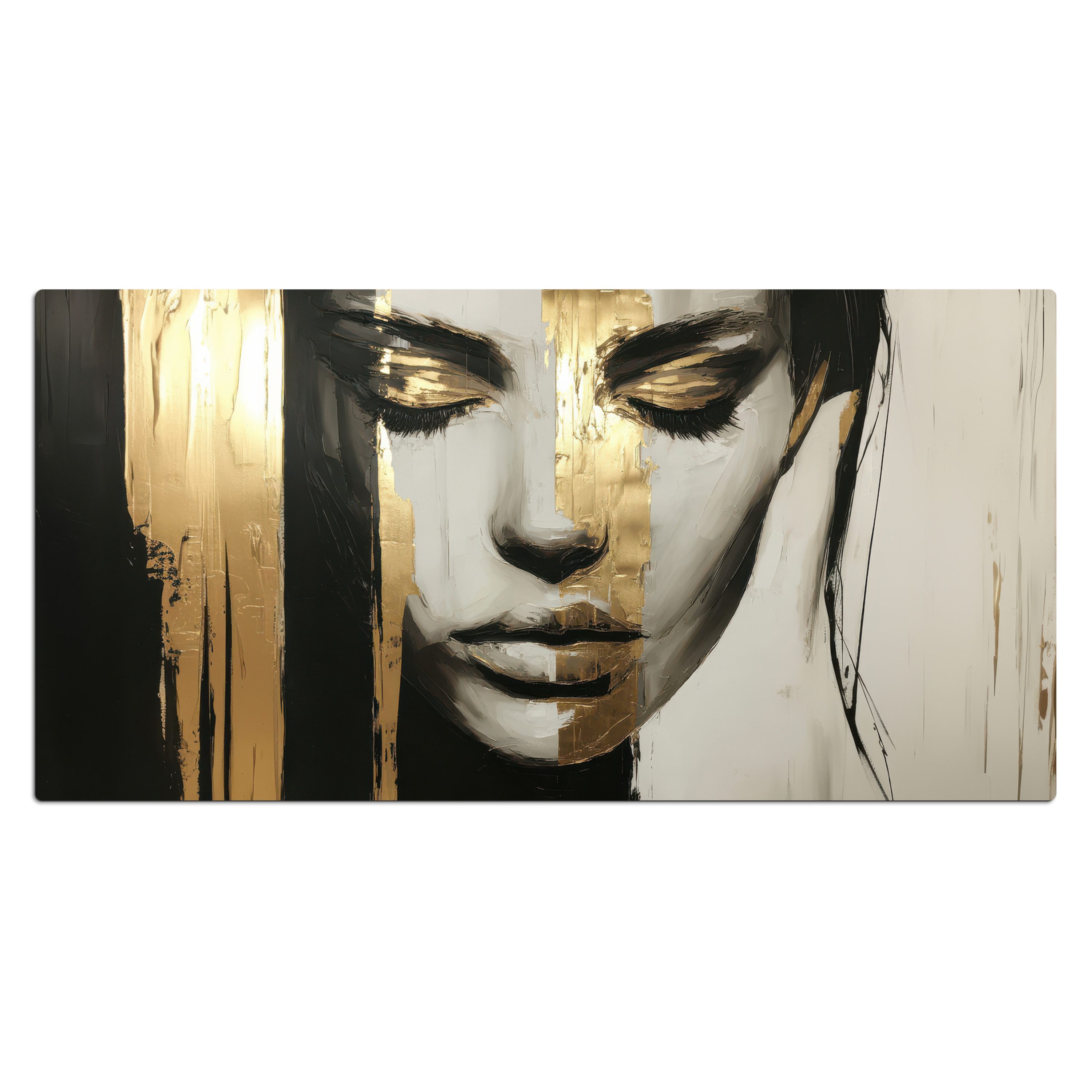 MuchoWow Gaming Mauspad Augen - Gesicht - Gold - Streifen (1-St), Gaming Mauspad XXL, Schreibtischunterlage, Desk Mat Groß, 80x40 cm