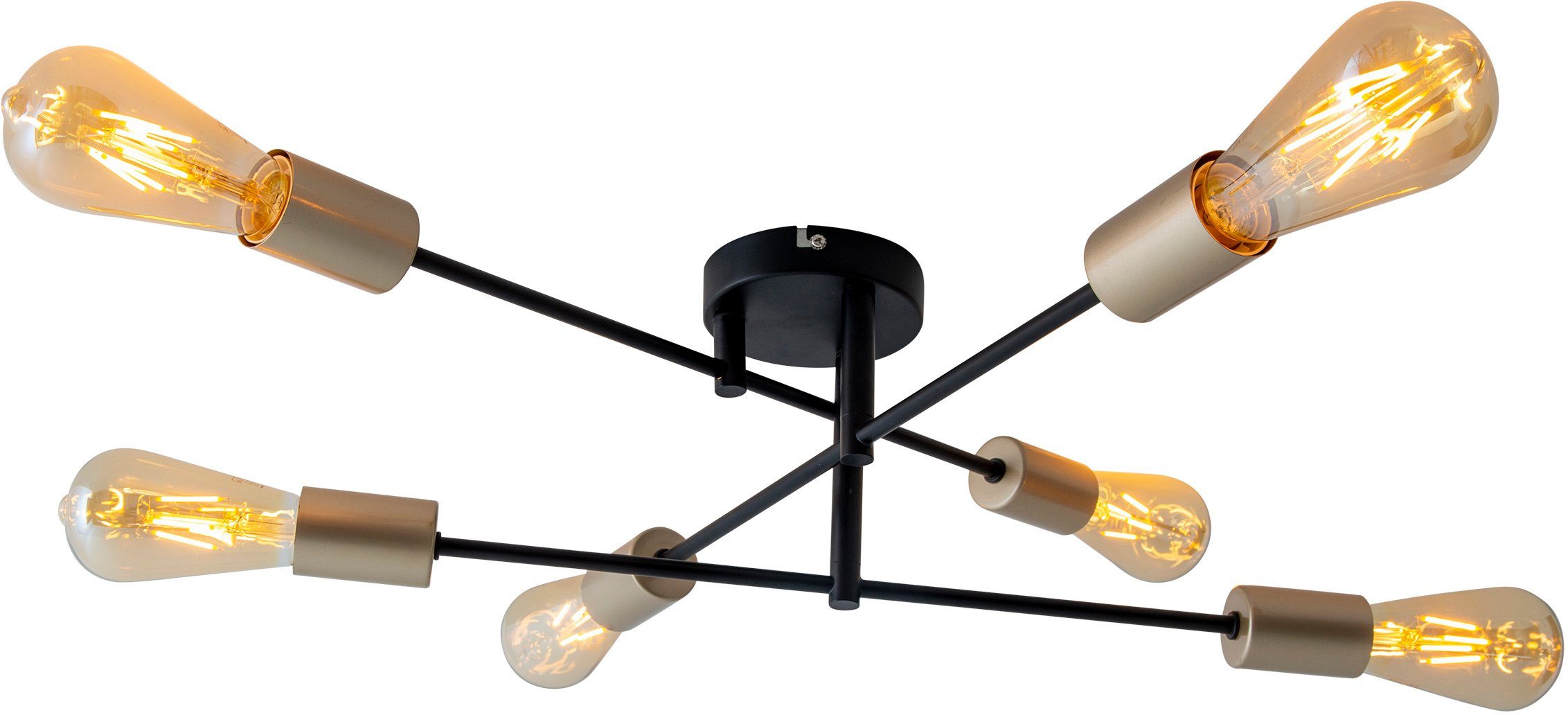 näve Deckenleuchte Modo, ohne Leuchtmittel, Leuchtmittel wechselbar, individuell verstellbar, E27 max. 40W, Gestell: schwarz/Fassung: gold