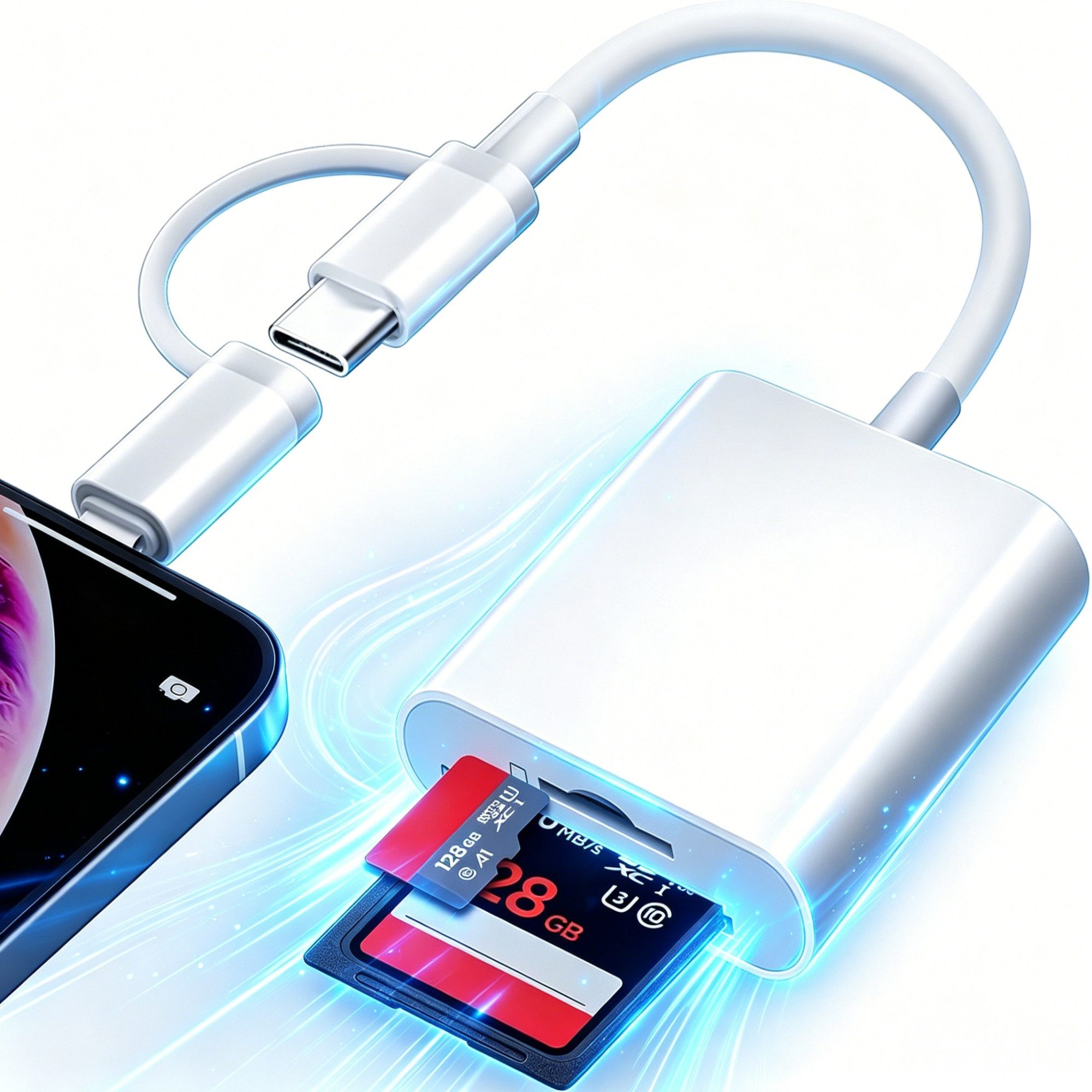 ibettertec USB-C Hub 2-IN-1 Adapter USB-Adapter, USB SD Kartenleser für iPhone iPad USB-Adapter