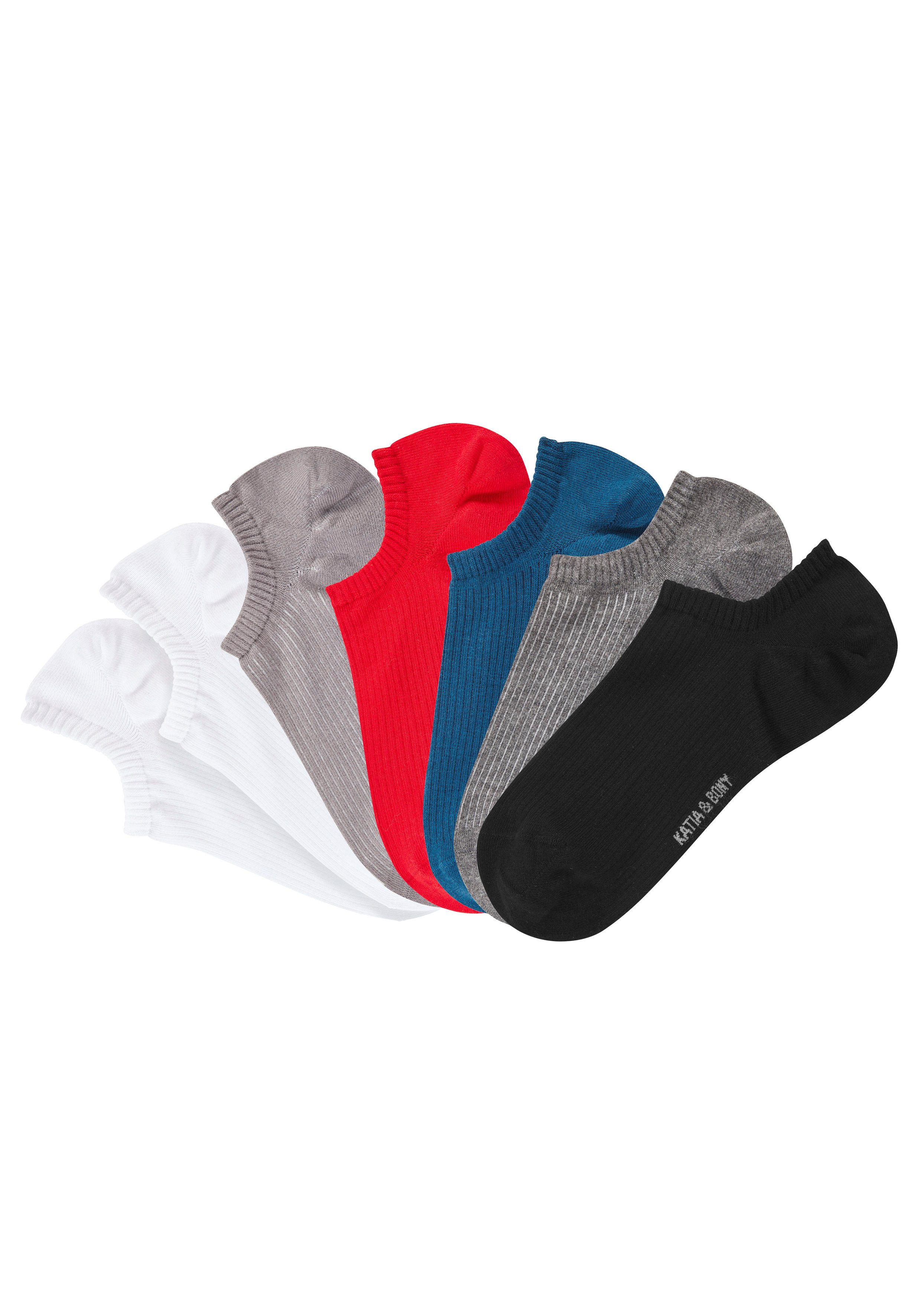 H.I.S Sneakersocken Herren Unsichtbare Füßlinge, Kurz Sneaker Socken (Packung, 7-Paar, No Show) invisible und gerippt
