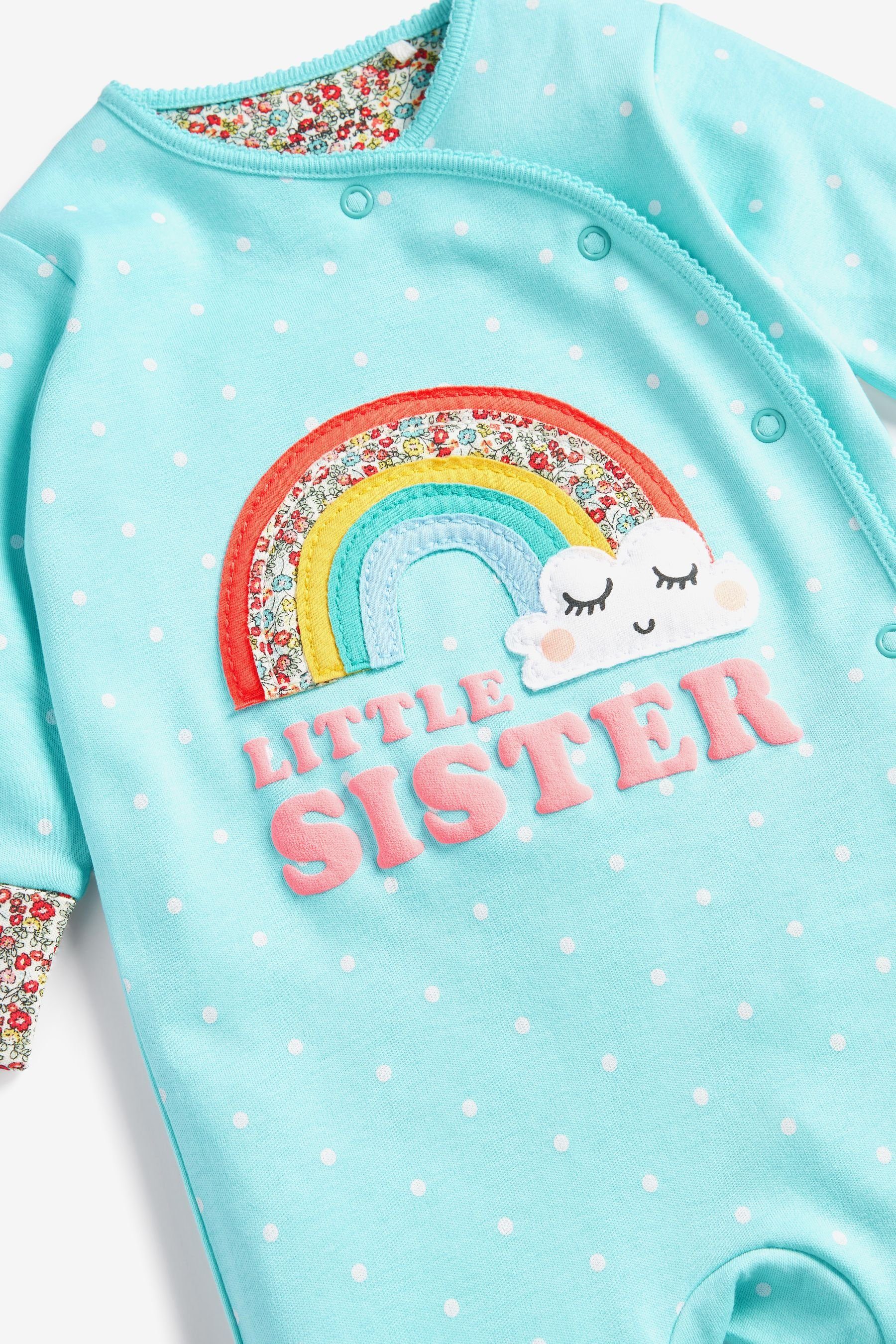 (1-tlg) „Little Sister“-Aufschrift Sister Rainbow Schlafoverall mit Baby Schlafanzug Next