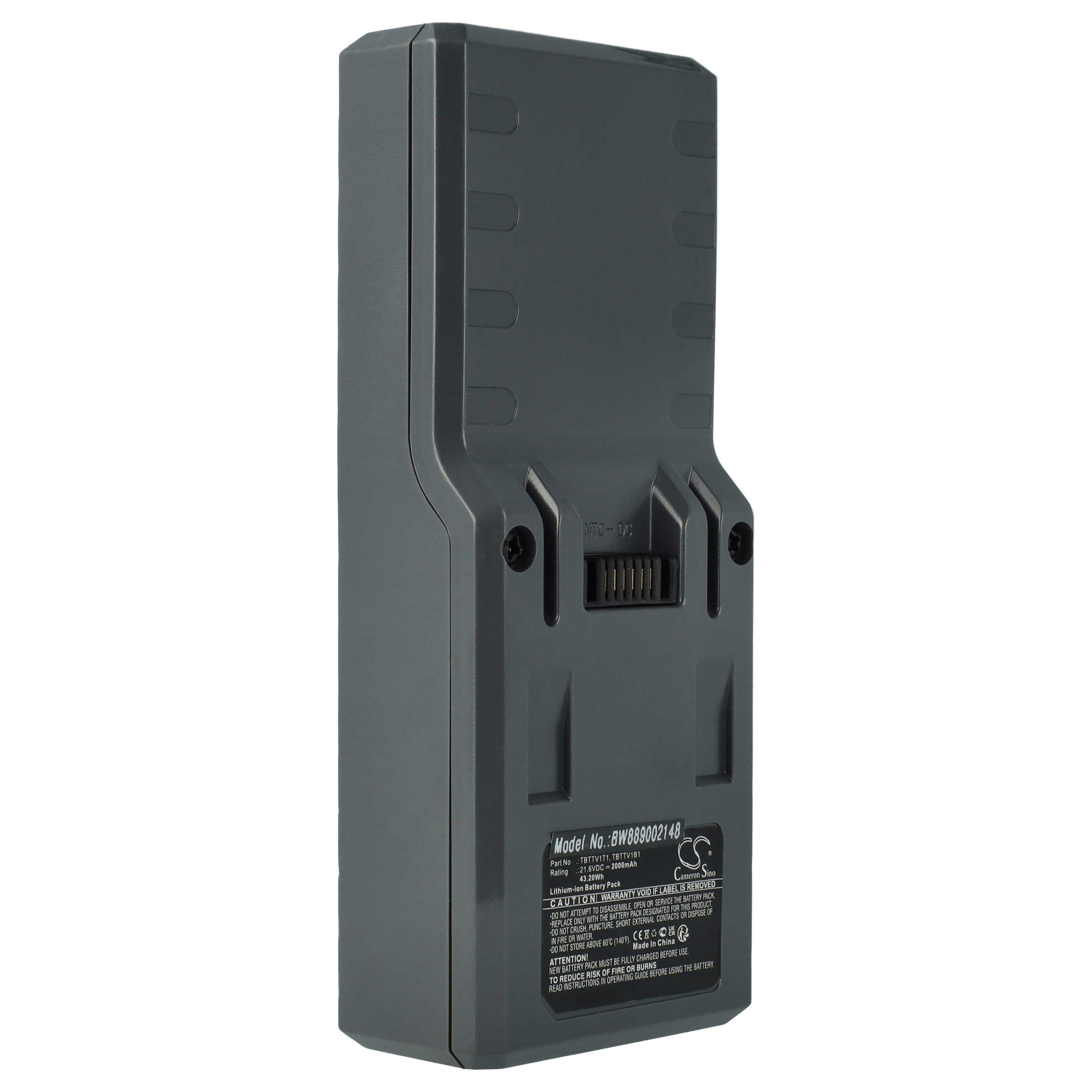 vhbw Akku Ersatz für Hoover TBTTV1P1, TBTTV1B1, TBTTV1T1, TBTTV1P2, Staubsauger-Akku Akku Li-Ion 2000 mAh (21,6 V, 1 St), Leistungsfähiger Austausch-Akku für Ihren Staubsauger