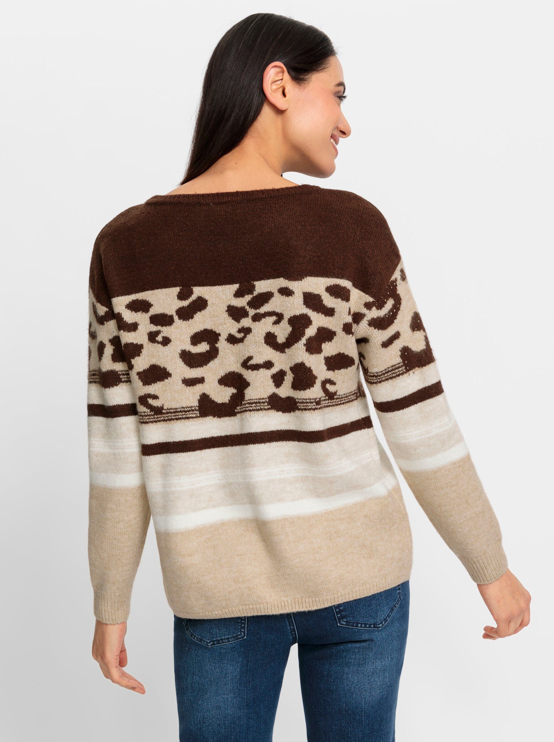 heine Strickpullover schoko-camel-gemustert