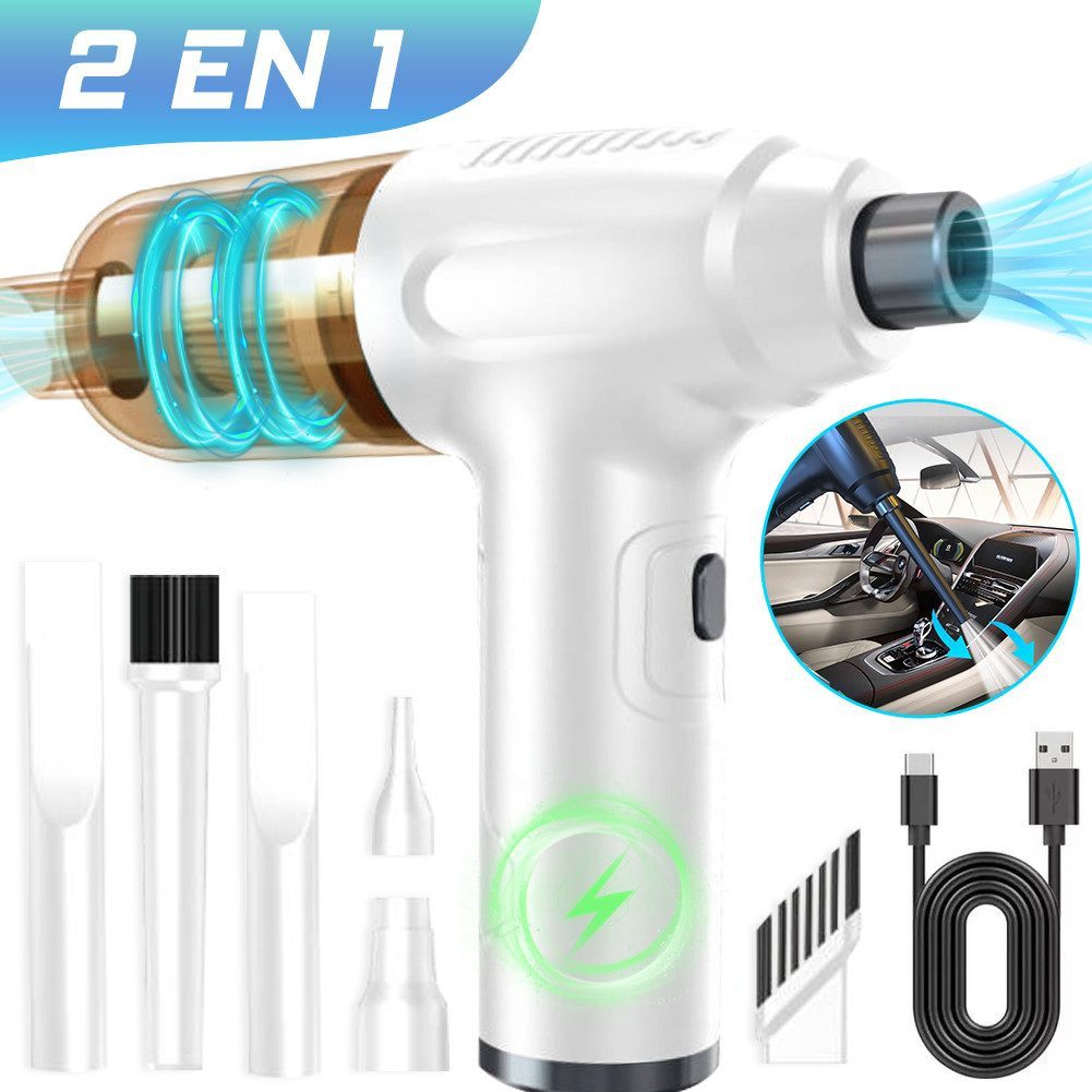 MOPUEA Akku-Handstaubsauger 9000Pa 2-in-1 weiß Power Handsauger Kabelloser, 120 W, Geeignet für die, Auto, Haus,Reinigung von Tastaturgehäusen