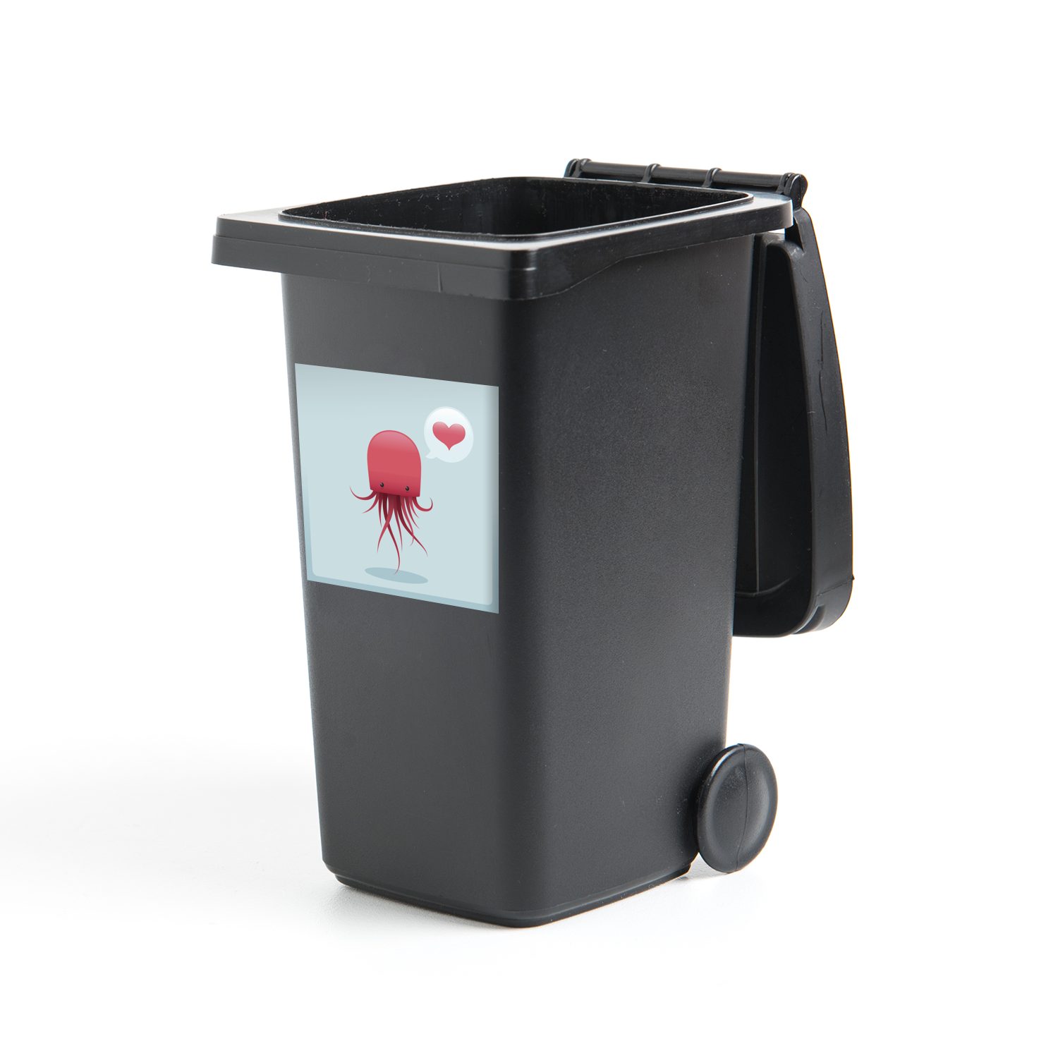 MuchoWow Wandsticker Qualle - Herz - Rot (1 St), Mülleimer-aufkleber, Mülltonne, Sticker, Container, Abfalbehälter