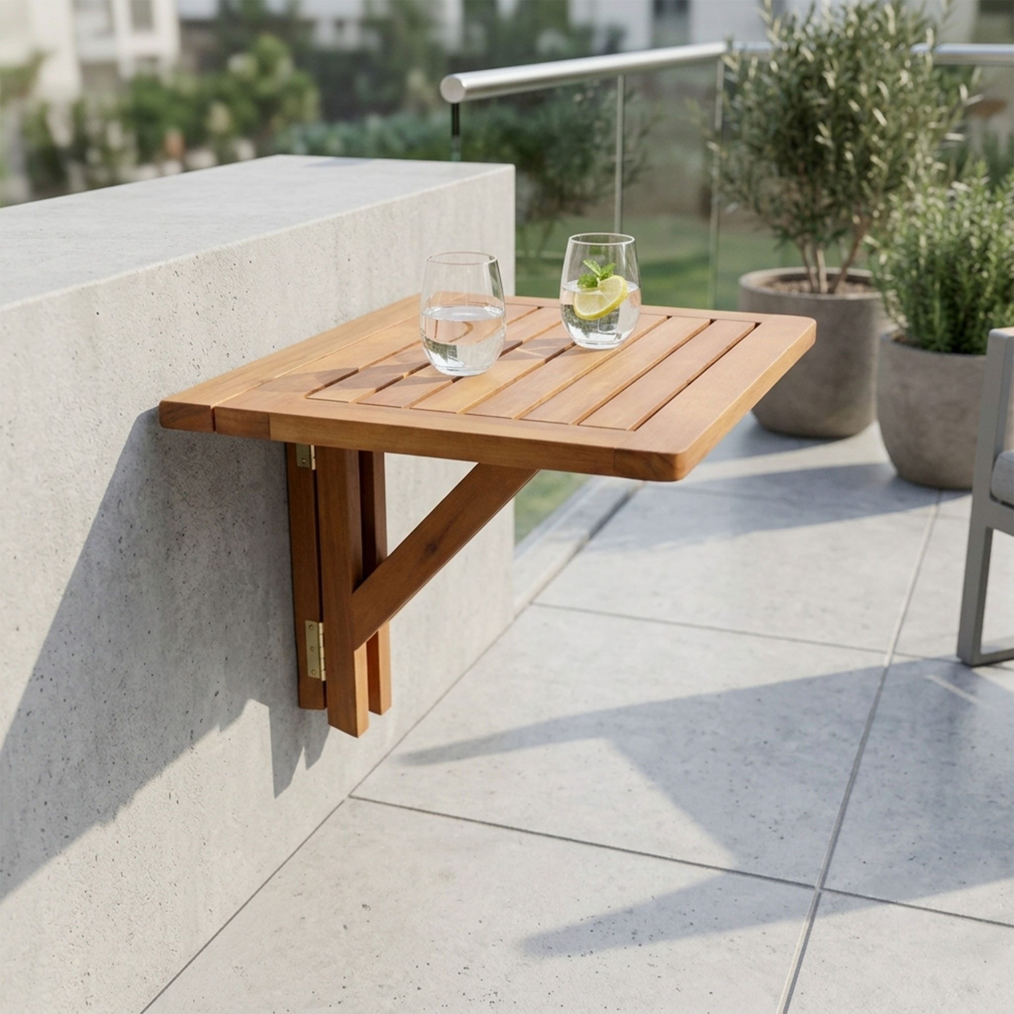 Spetebo Balkonhängetisch Eukalyptus Holz Balkon Hängetisch 60x40cm