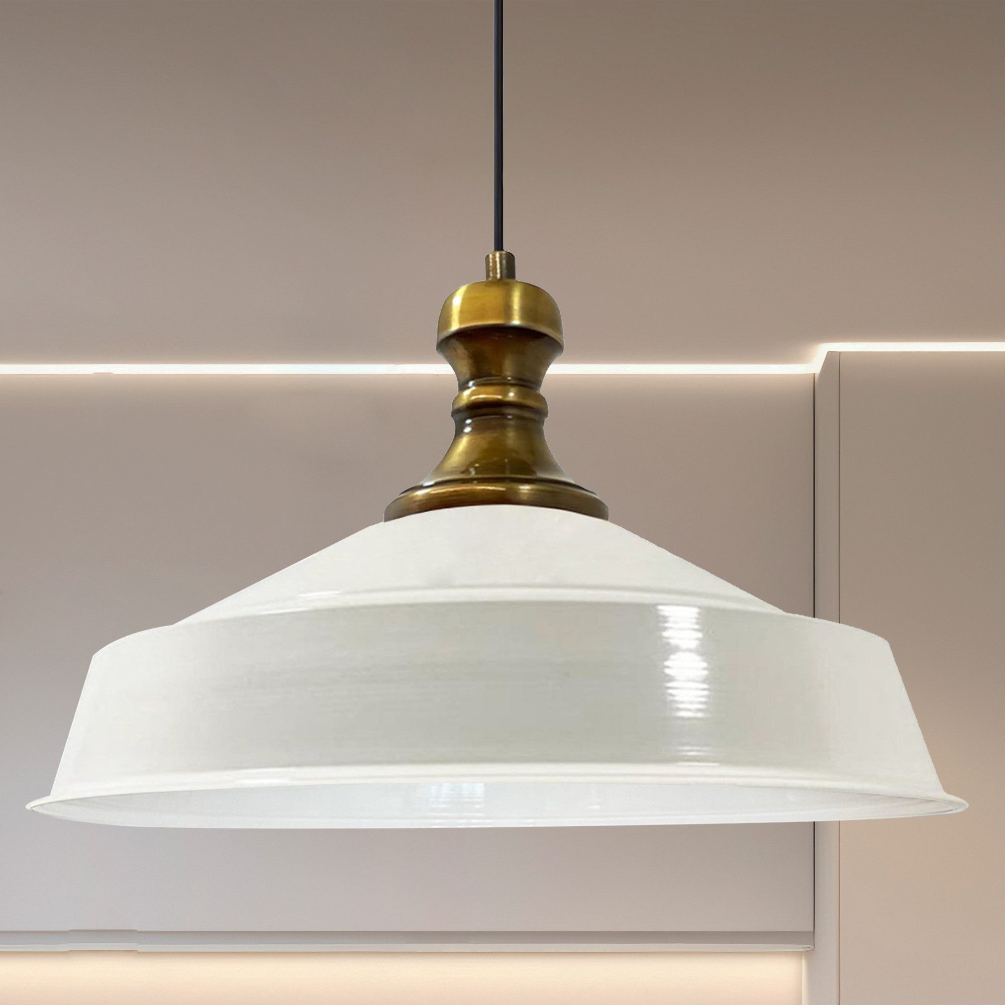 Bamyum Pendelleuchte Metall Ø41 cm, Weiß innen weiß, E27, Vintage Lampe, oh günstig online kaufen