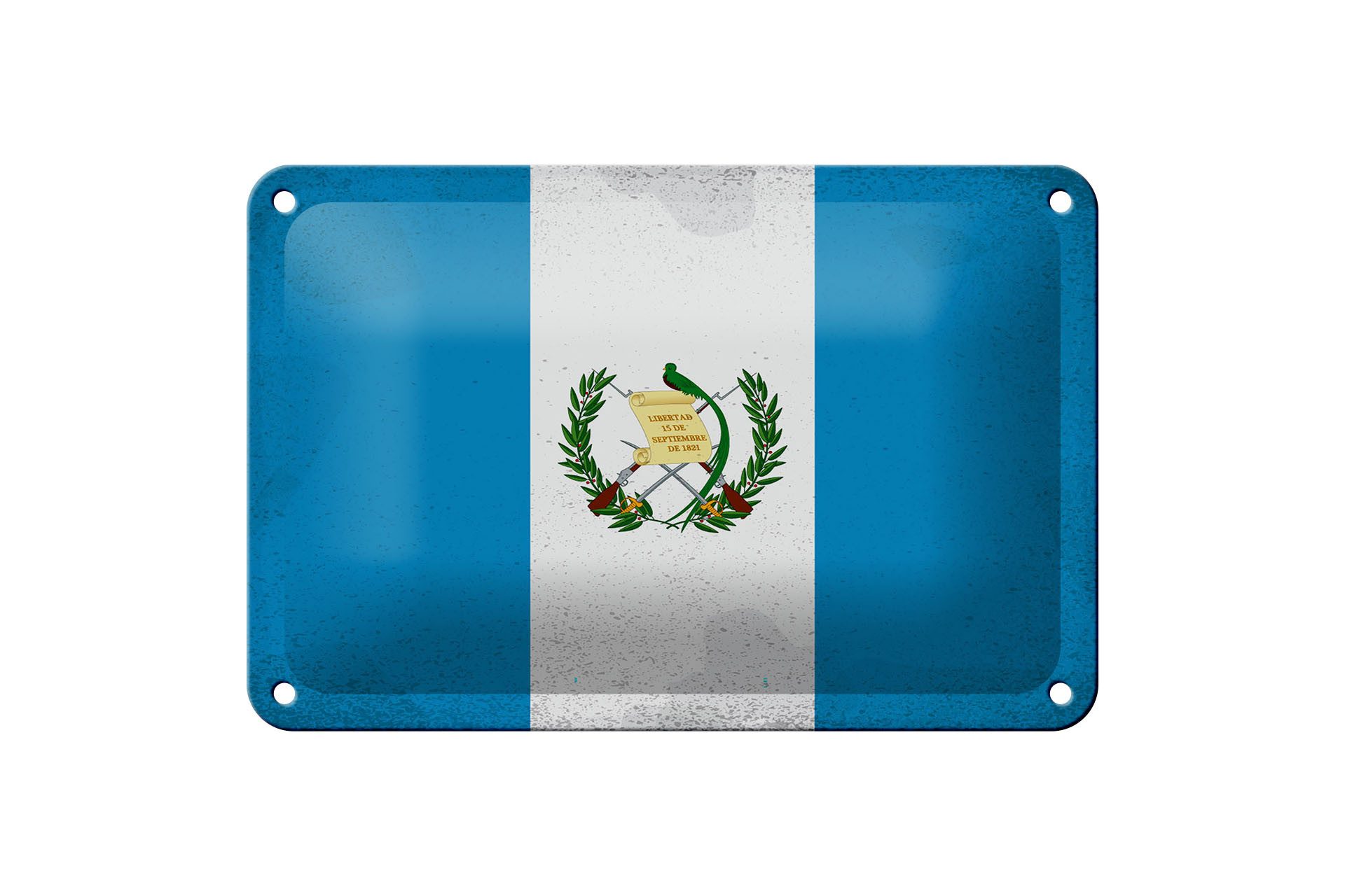 Femer GmbH Metallschild Flagge Guatemala 18x12cm Flag Guatemala Vintage, (1 St), gewölbte Oberfläche, abgerundete Ecken, umgeschlagene Kanten