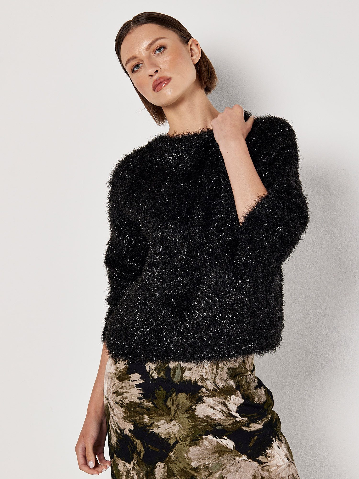 Apricot Strickpullover Flitter Pullover (1-tlg) mit Glitzerdetails