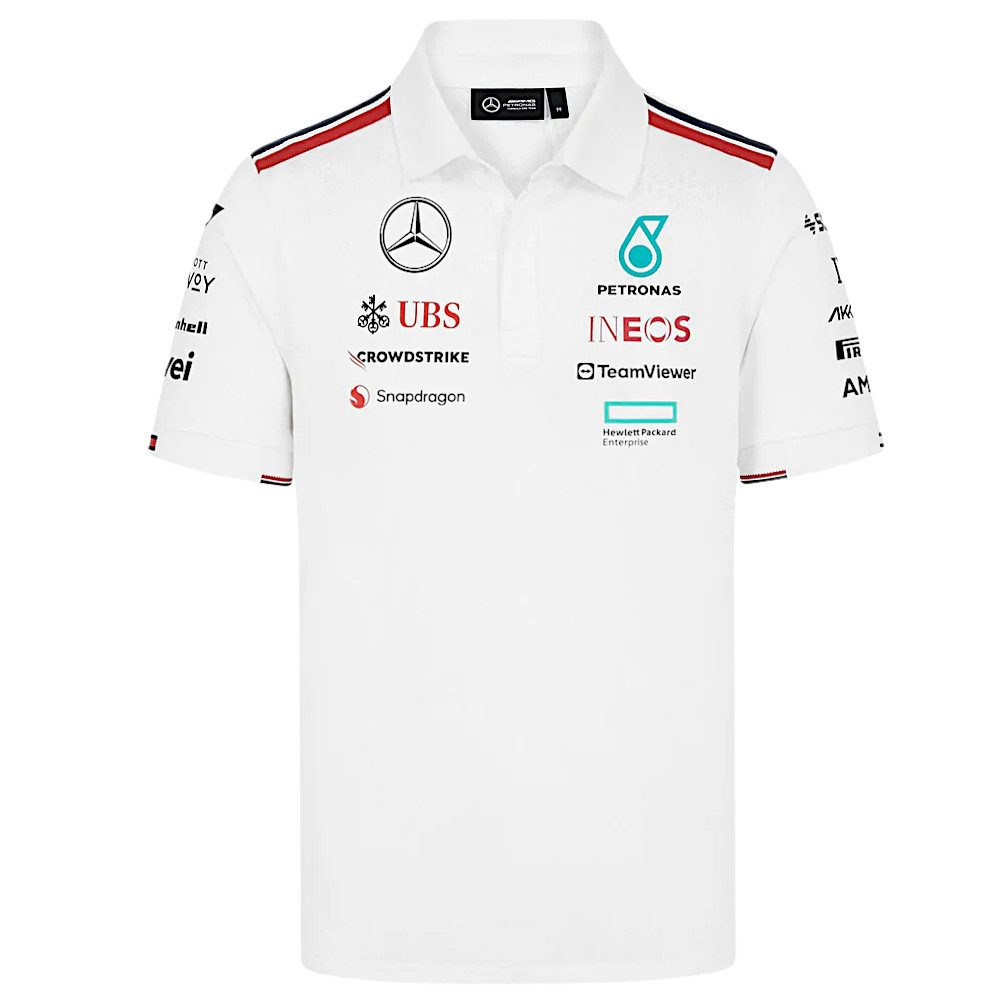 Mercedes AMG Petronas Poloshirt F1 Team RP Team Motorsport Polo Shirt Original Teamdesign mit Logos auf Brust, Rücken und Ärmeln