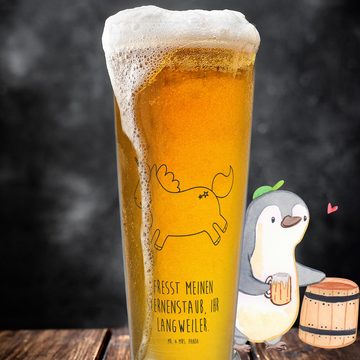Mr. & Mrs. Panda Bierglas Einhorn Happy - Transparent - Geschenk, Vatertag, Bier Glas, Bierglas, Premium Glas, Einzigartiges Design