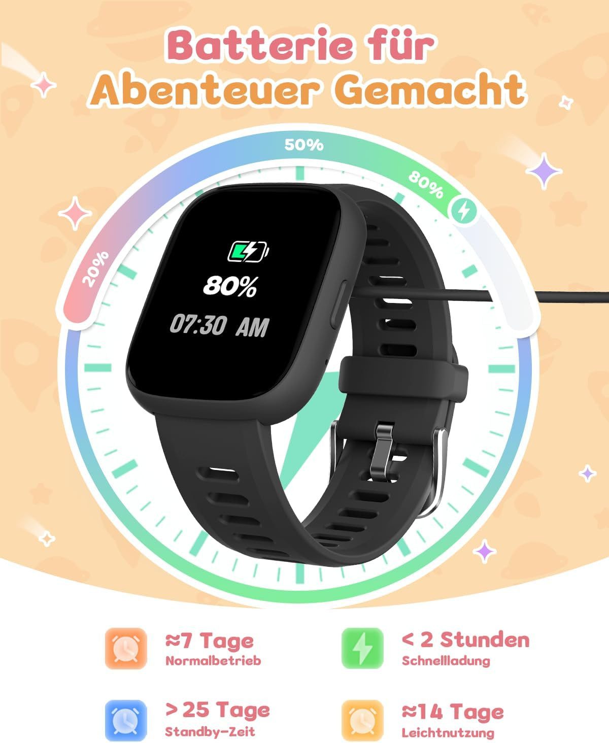 TICTIKY Verfit Watch 01 Smartwatch (2,5 cm, sim-karte), KINDER SMARTWATCH MIT SPORTMODI