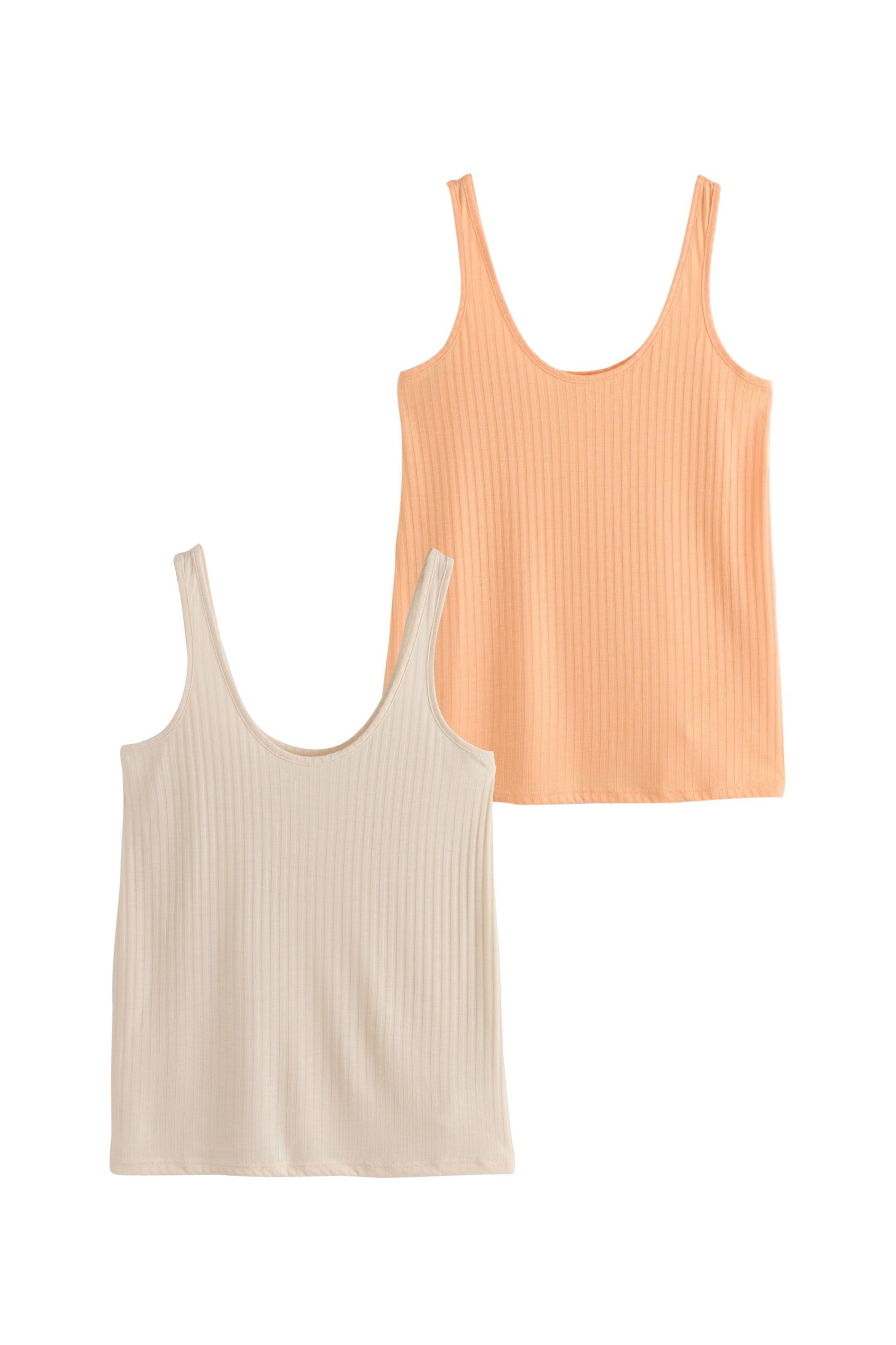 Next Trägertop Gerippte Trägertops mit U-Ausschnitt im 2er-Pack (2-tlg)