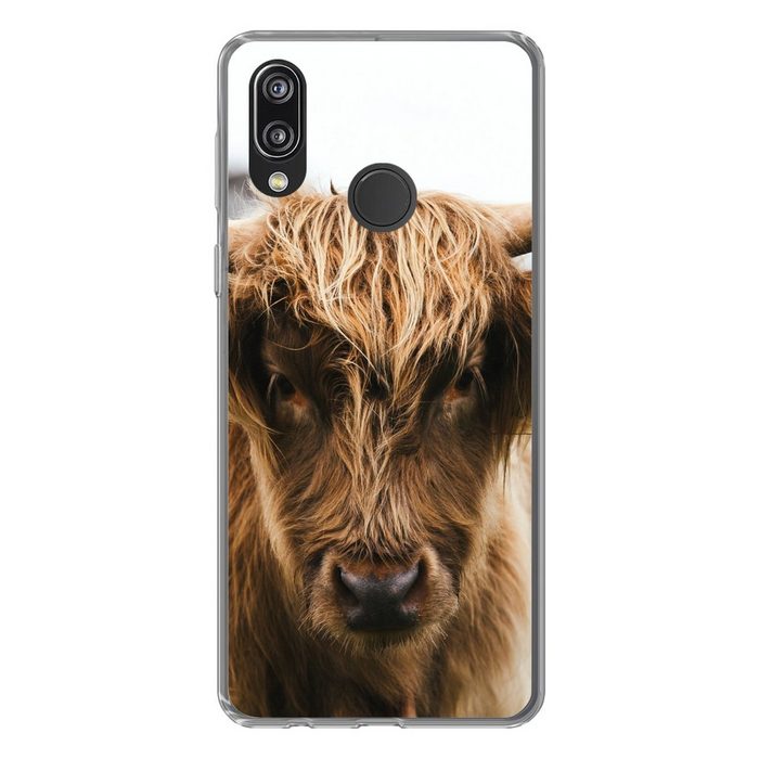 MuchoWow Handyhülle Schottischer Highlander - Kuh - Gras - Tiere - Natur Handyhülle Huawei P20 Lite (2019) Handy Case Silikon Bumper Case