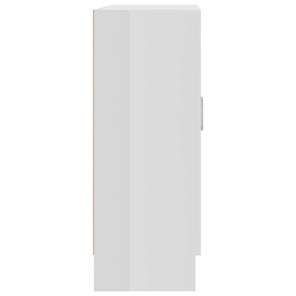 vidaXL Weiß 82,5x30,5x80cm Eichen-Optik Vitrinenschrank Hochglanz-Weiß Bücherregal Holzwerkstoff