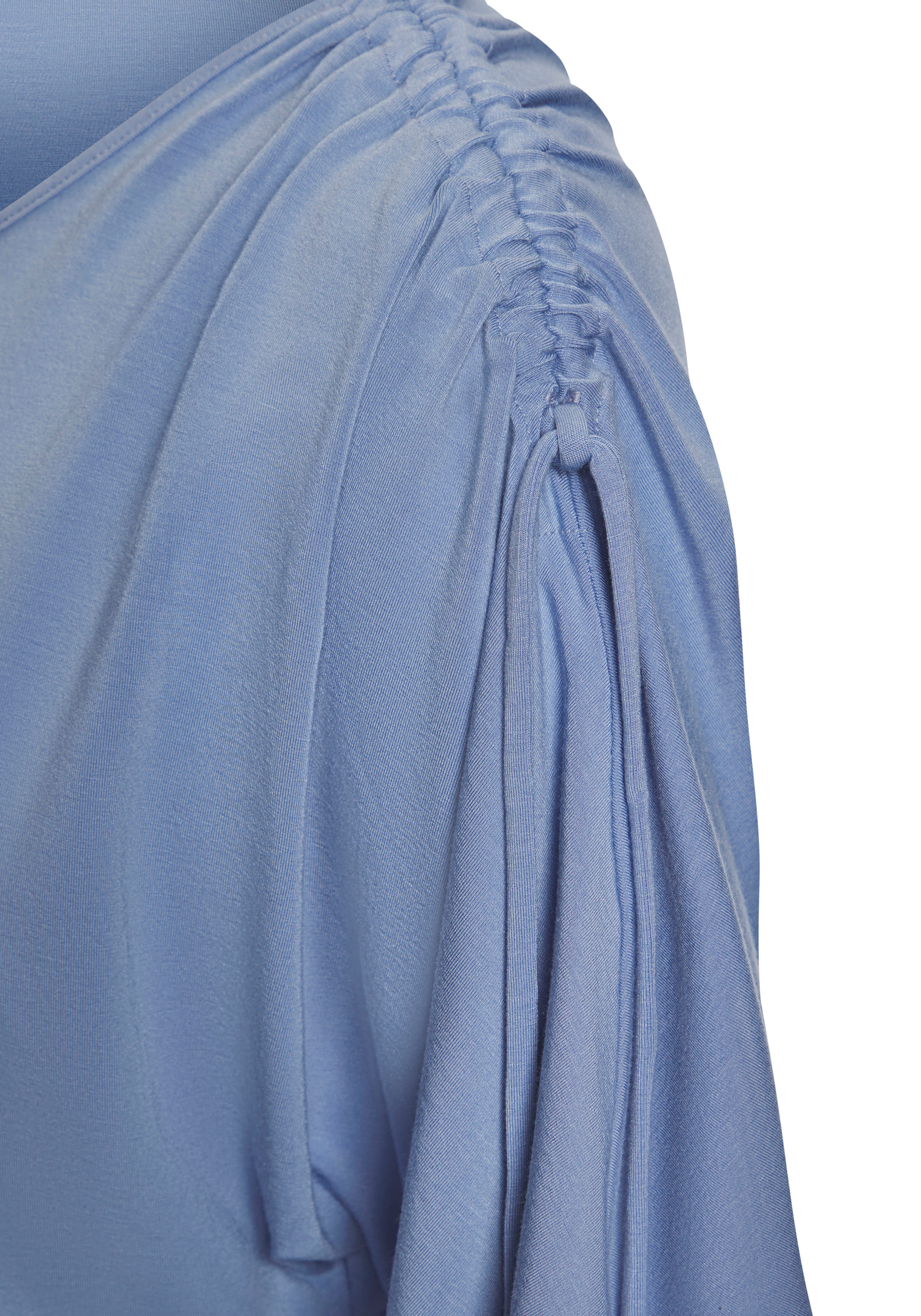 LASCANA Rundhalsshirt mit variabler Ärmellänge aus weichem Viskose-Stretch