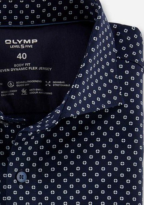 Baumwolle aus OLYMP Stretchqualität Langarmhemd Bügelleichte Flex Dynamic 24/7 Jersey, aus
