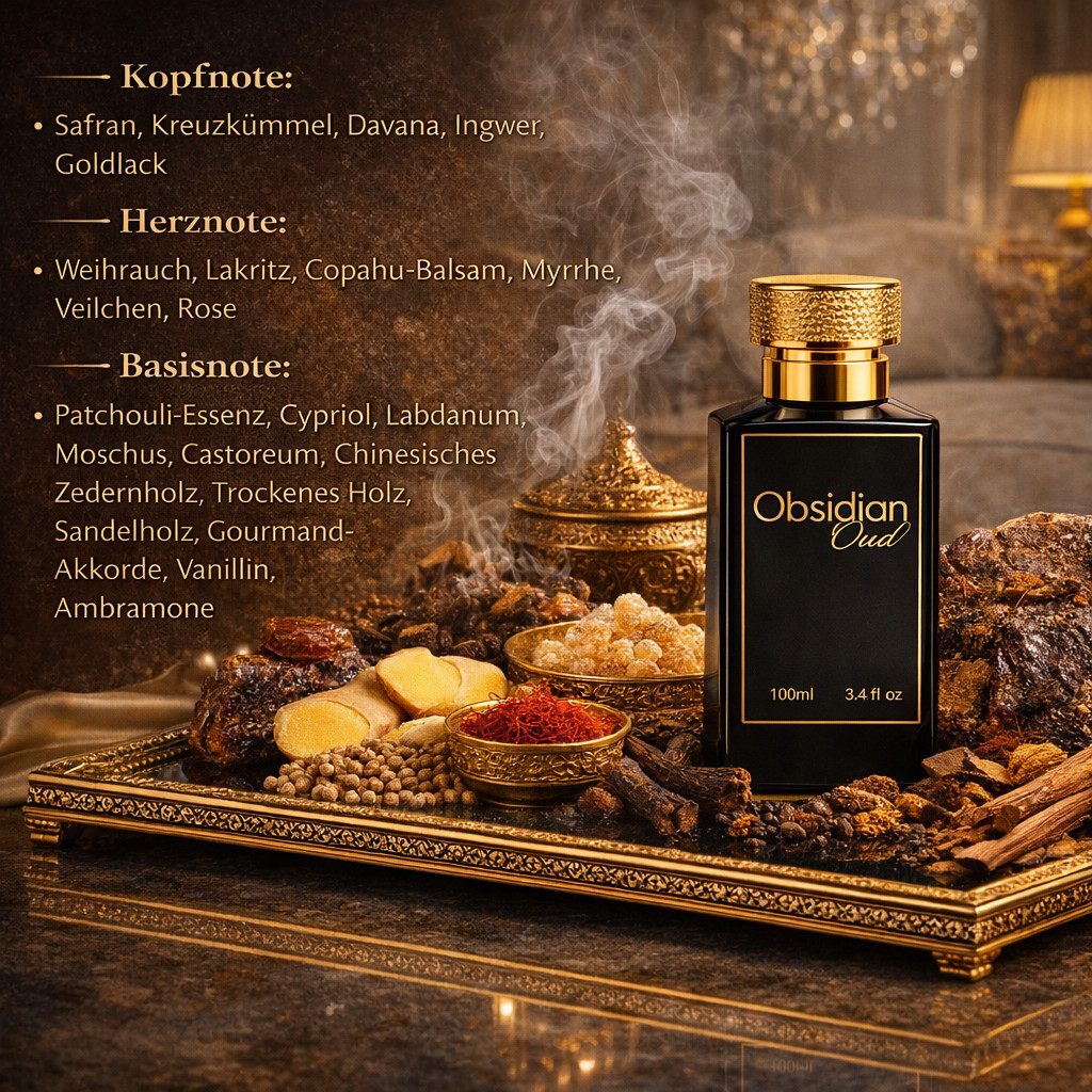 Attar & Co London Eau de Parfum Obsidian Oud Classic & Intense Unisex, Safran, Patchouli, Holz 100 ml, 1-tlg., Hergestellt in England, Orientalisch Holzig Duft