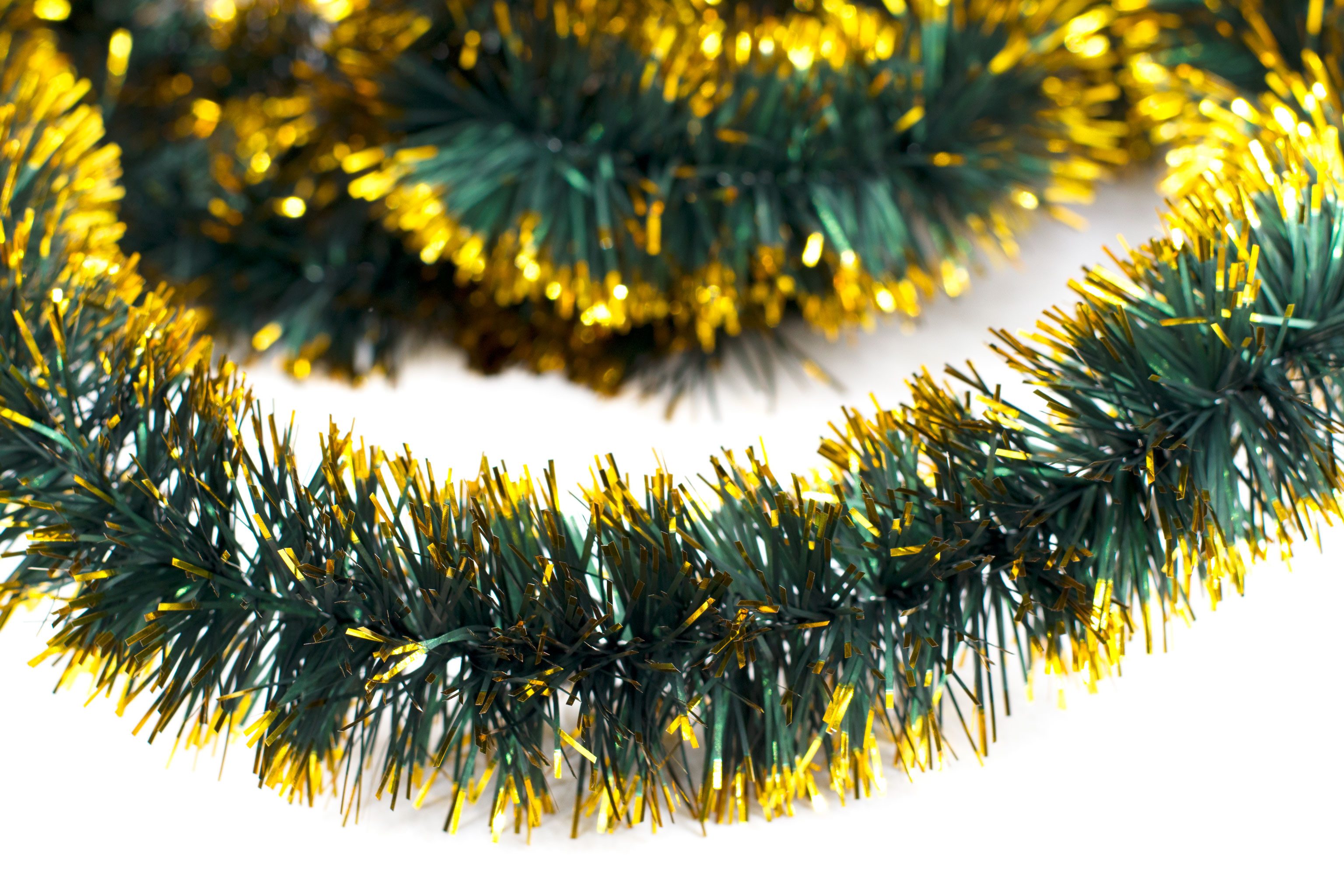 Creativery Гірлянда декоративна, Weihnachtsgirlande Lametta 5cm x 3m Dunkelgrün matt / Gold