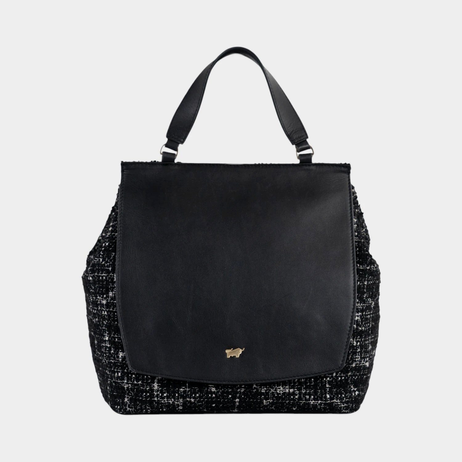 Braun Büffel Handtasche PAULINE Tote Bag mit Überschlag schwarz schwarz