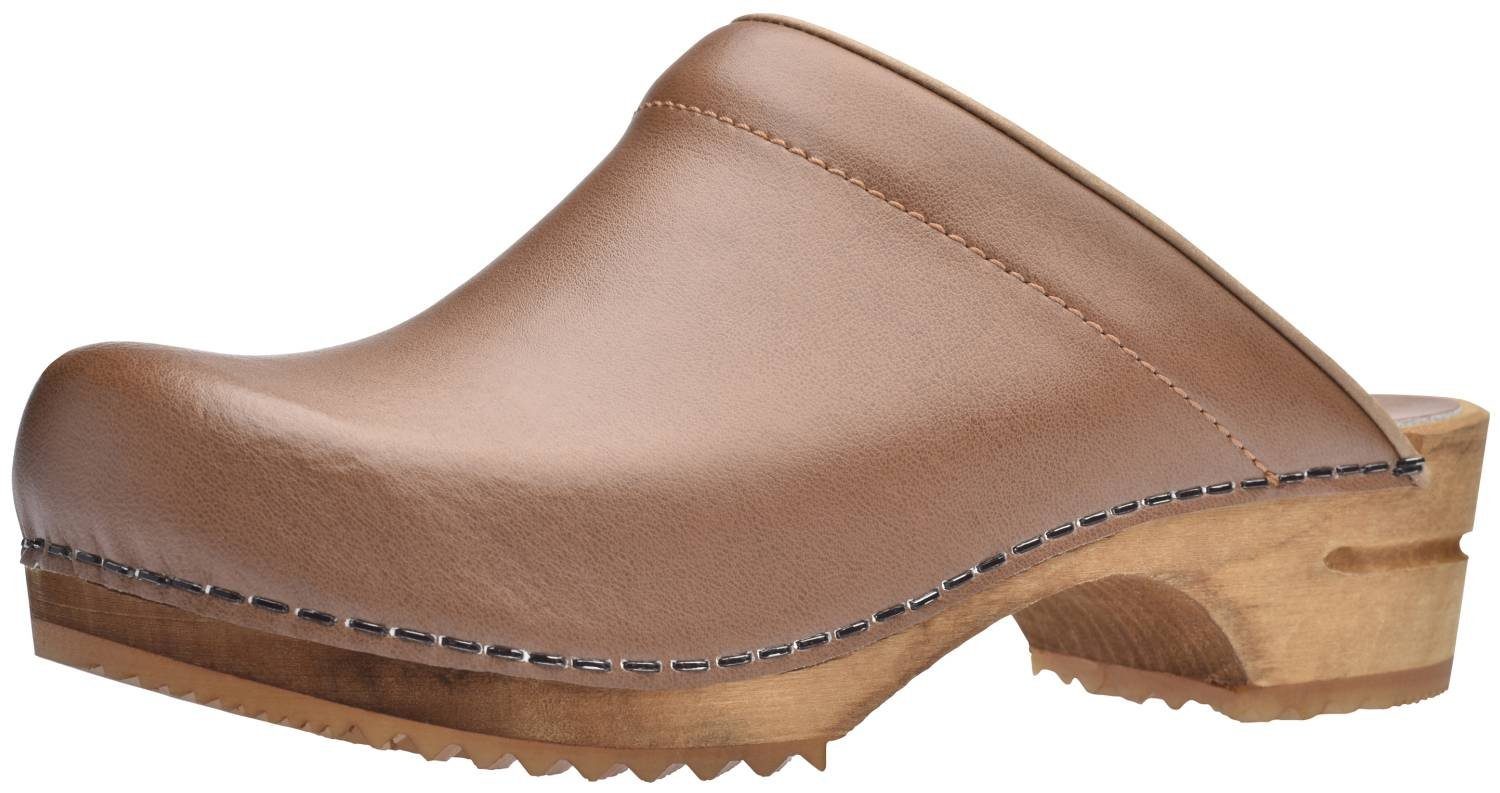 Sanita Wood Lars Cognac Clog