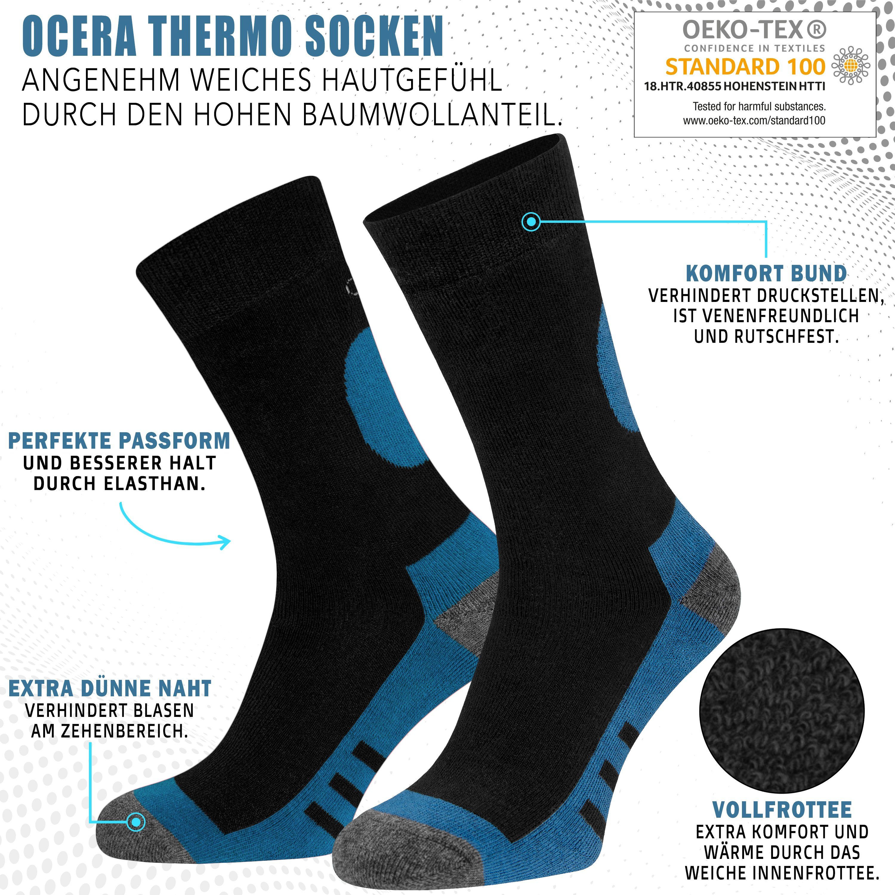 mit o. Schwarz modernen Funktionssocken Design Farbstreifen Paar THERMO Socken, Wintersocken 6 6x OCERA
