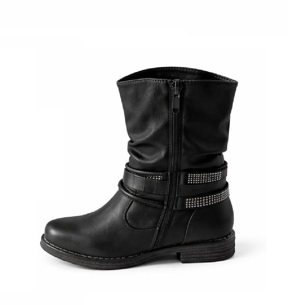 Pogolino 1573 Bikerboots Damen Biker Boots im Used Look leicht gefüttert mit Reißverschluss