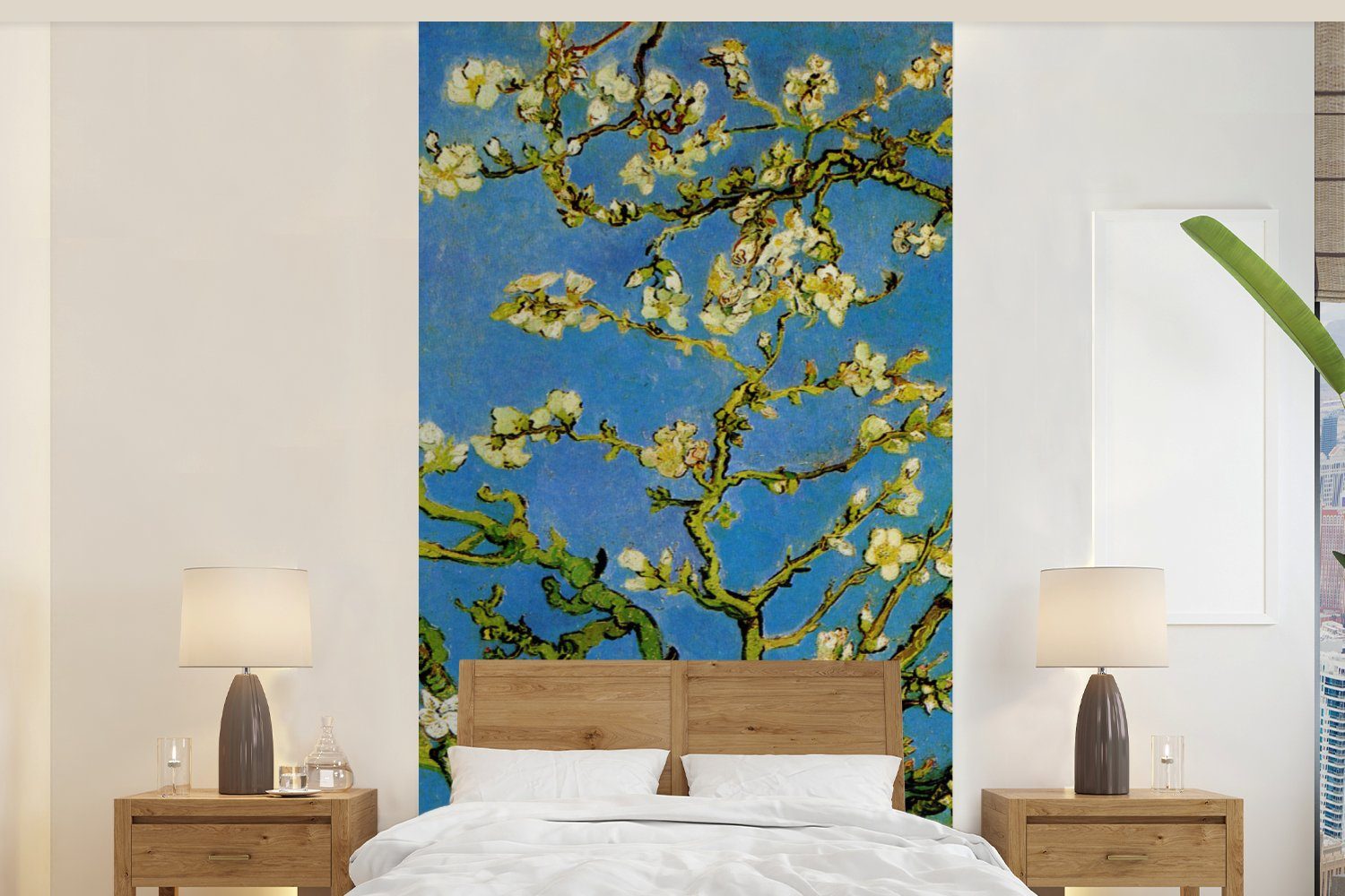 MuchoWow Fototapete Mandelblüte - Vincent van Gogh, Matt, bedruckt, (2 St), Vliestapete für Wohnzimmer Schlafzimmer Küche, Fototapete