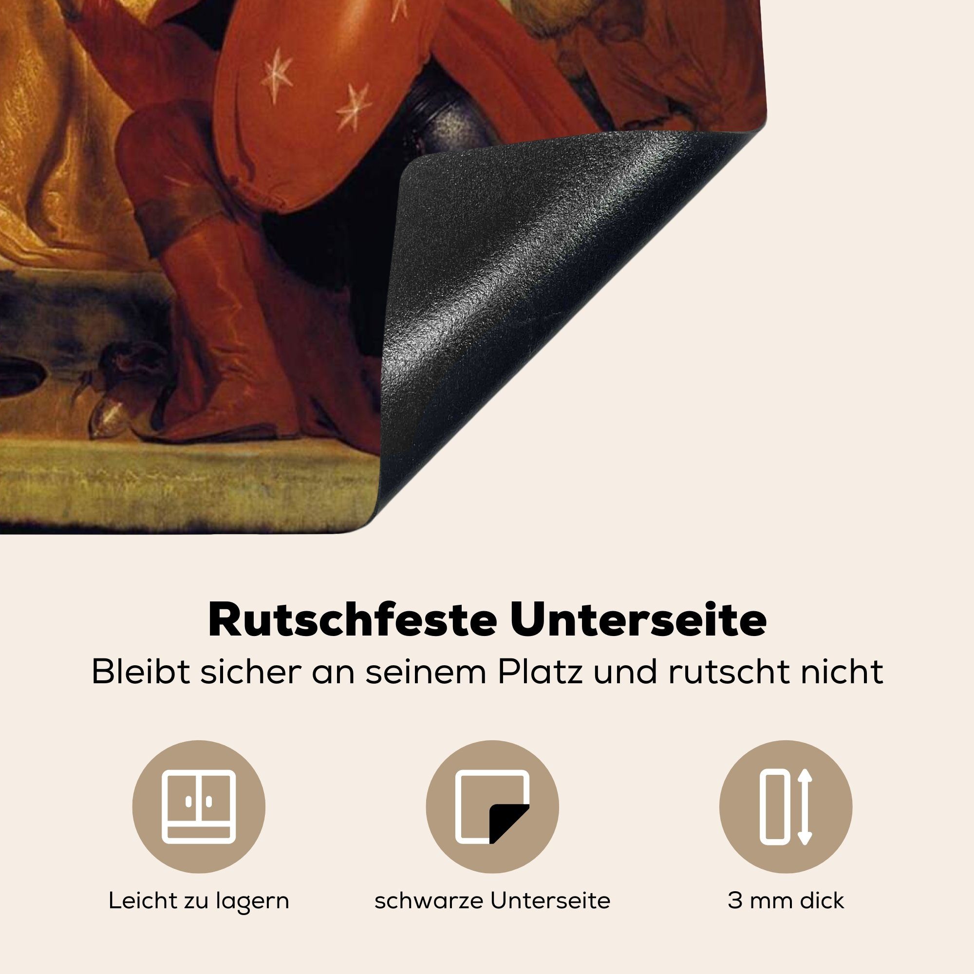 Herdblende-/Abdeckplatte - Haarlem Grebber, (1 60x52 nutzbar, Pieter cm, Gemälde Wappen Das tlg), Vinyl, MuchoWow von Ceranfeldabdeckung de Mobile von Arbeitsfläche