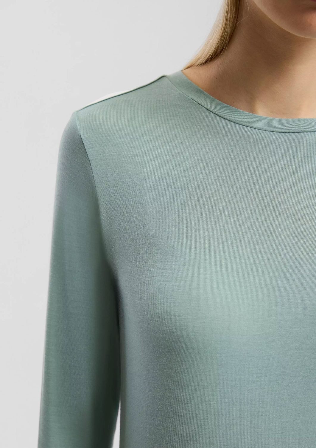 QS Longsleeve Langarmshirt aus Viskosestretch Rundhals, günstig online kaufen