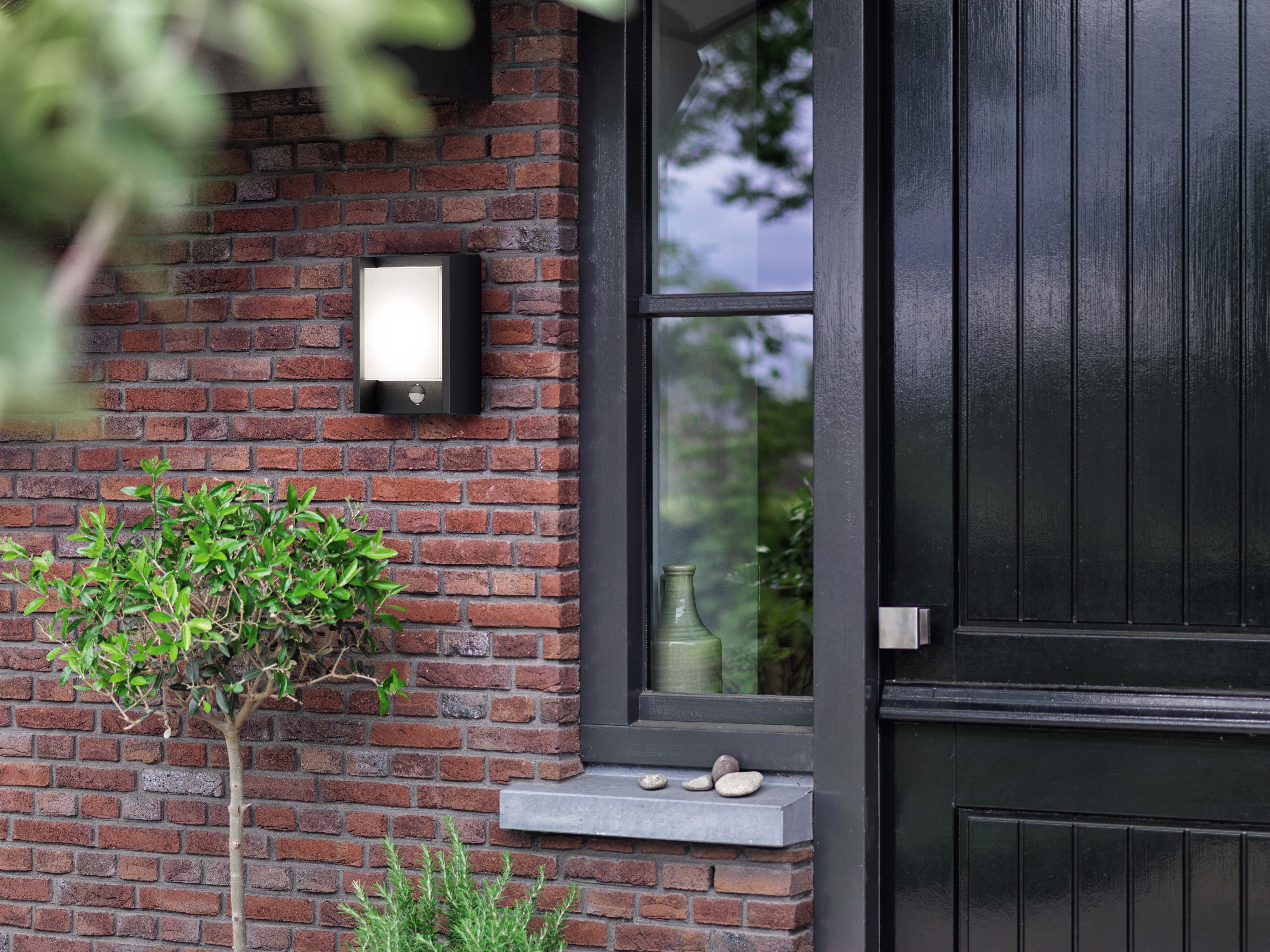 Philips LED Außen-Wandleuchte Outdoor Ultra-Efficient Arbour 3.8W, 2700 Kelvin, anthrazit, Abschaltautomatik, Bewegungsmelder, LED fest integriert, Warmweiß