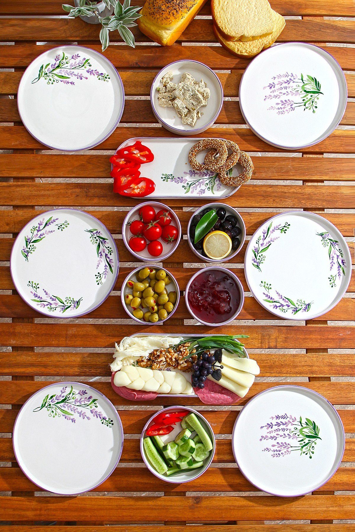 Hermia Concept Frühstücks-Geschirrset 6 Tellern, 2 Platten und 6 Schüsseln Dieses Set 100 % Keramik (14-tlg), 6 Personen, Keramik, Steinzeug, spülmaschinenfest und mikrowellengeeignet