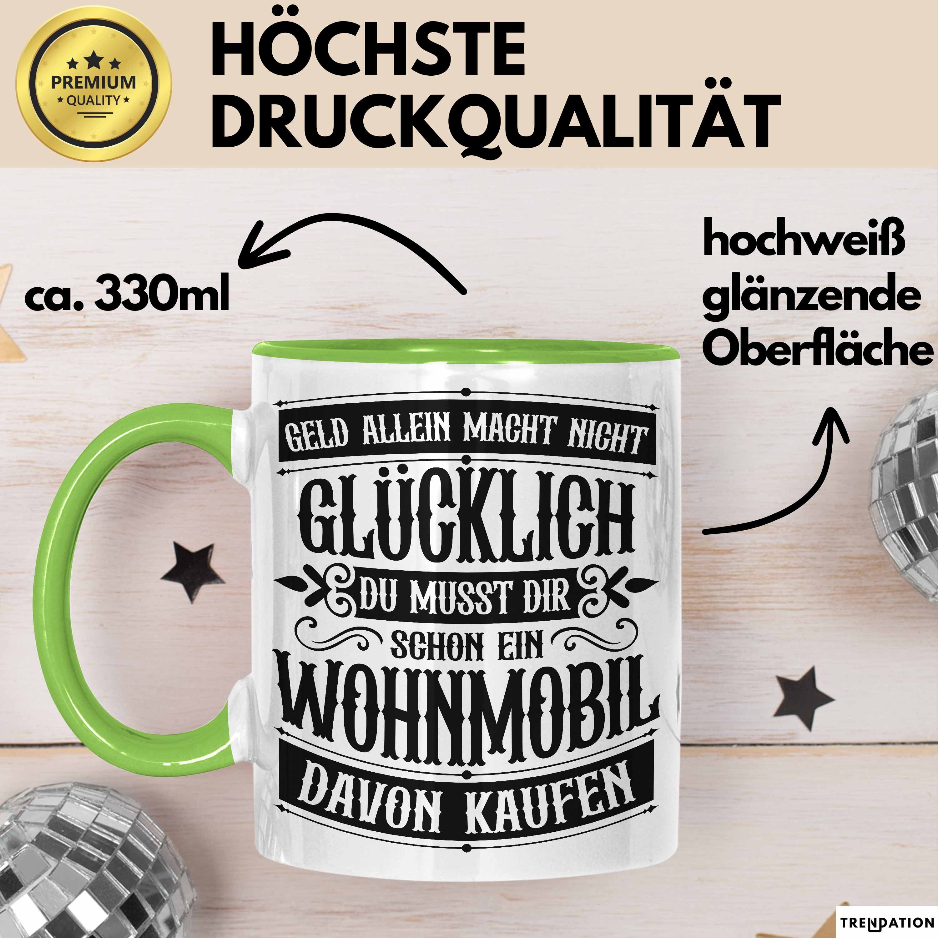 Trendation Tasse Hobby Wohnmobil Tasse Geschenk für Wohnwagen Fans Geld Allein Macht Ni
