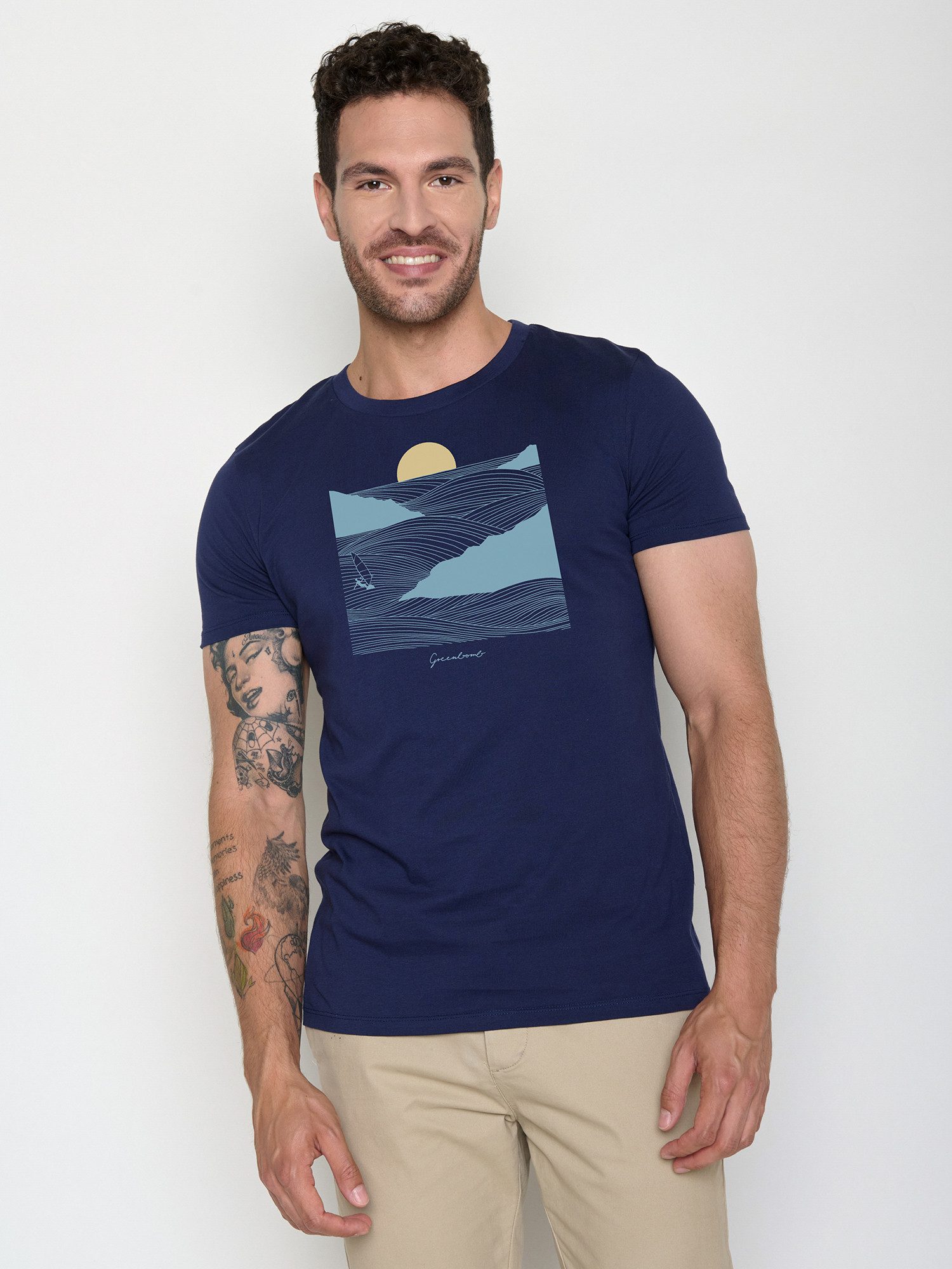 GreenBomb T-Shirt Guide Surf Cliff (1-tlg., 1) klassischer Schnitt, tailliert, Rundhalsausschnitt, Bio-Baumwolle