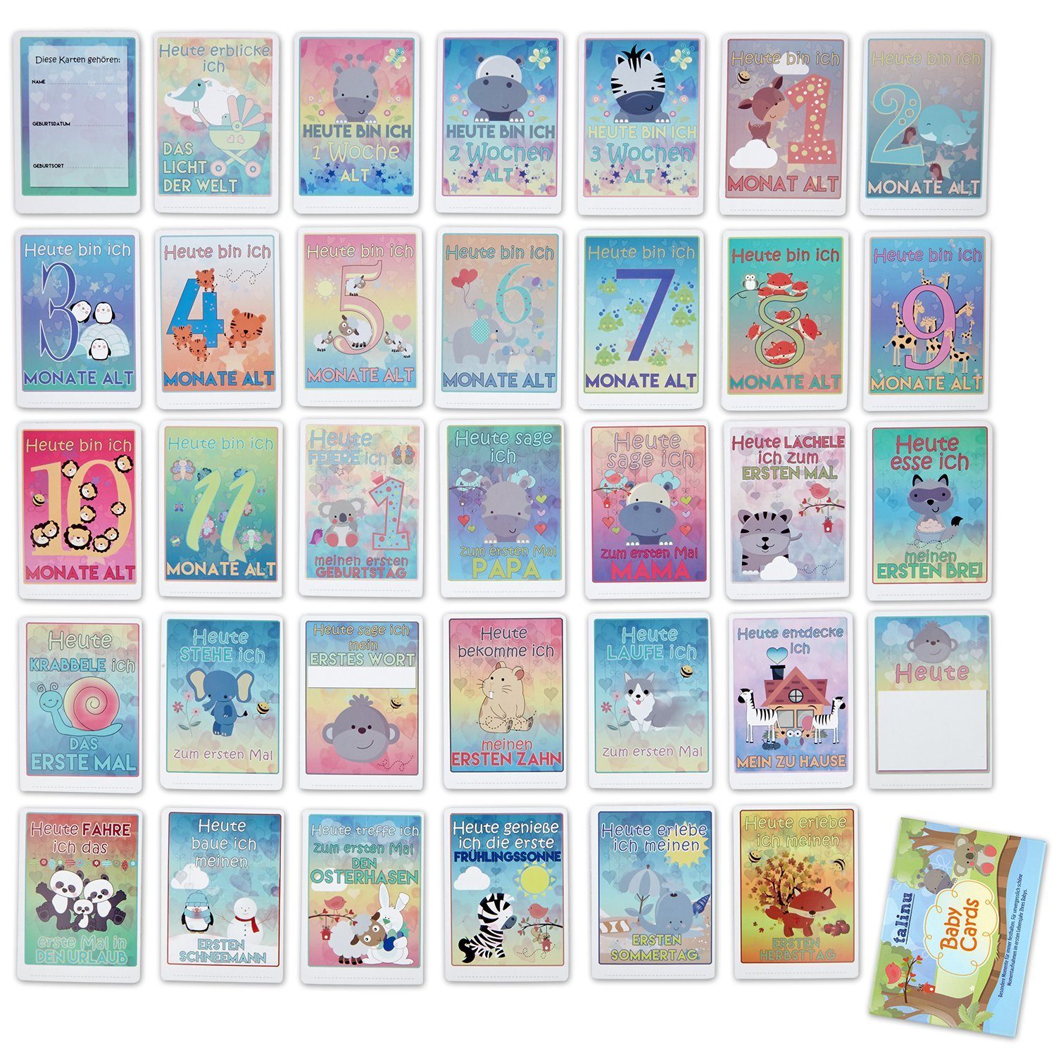 Cards Baby Cards Zeichenalbum Erinnerungskarten Memory x Talinu 35 erstes Lebensjahr