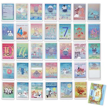 Talinu Zeichenalbum Memory Cards Baby Cards 35 x Erinnerungskarten erstes Lebensjahr