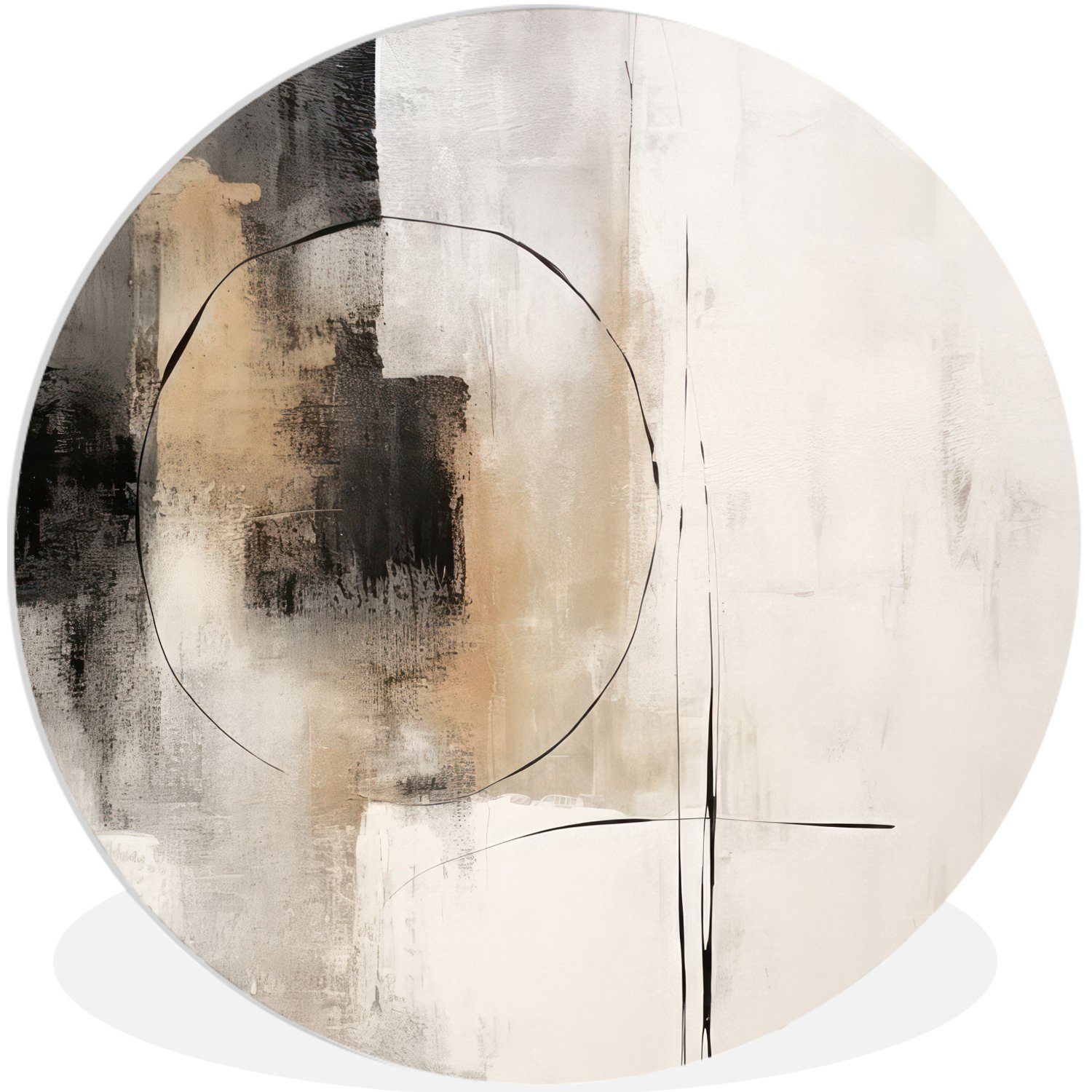 Kreis Forex, - St), - Wohnzimmer, MuchoWow Gemälde Wanddekoration Kunst Rundes Wandbild, Abstrakt cm Grau Industriell, - 30x30 (1