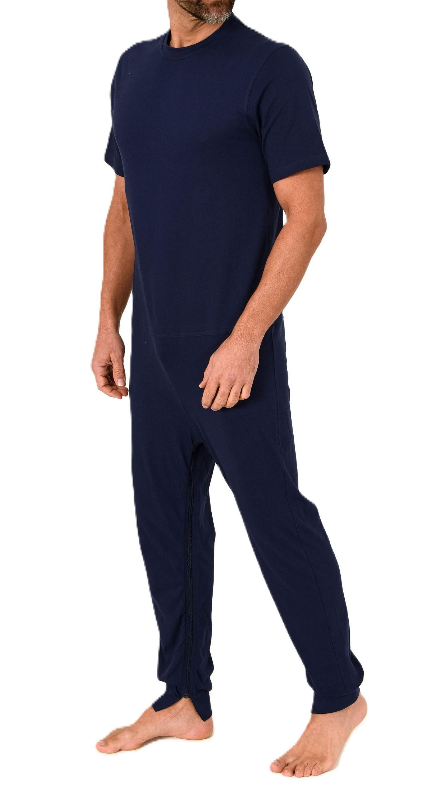 Normann Care Pyjama Herren Pflegeoverall kurzarm mit langen Bein + Reißvers günstig online kaufen