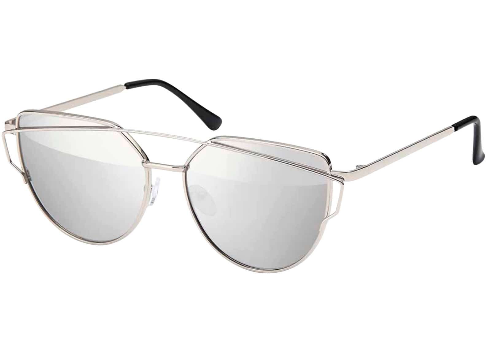 BEZLIT Eyewear Pilotenbrille silber-verspiegelt mit (1-St) silber-hellblau rosa-grün, Rundglas und Designer Sonnenbrille schwarzen, Damen