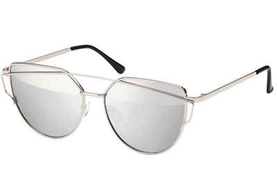 BEZLIT Eyewear Pilotenbrille Rundglas Designer Damen Sonnenbrille (1-St) mit schwarzen, rosa-grün, silber-verspiegelt und silber-hellblau