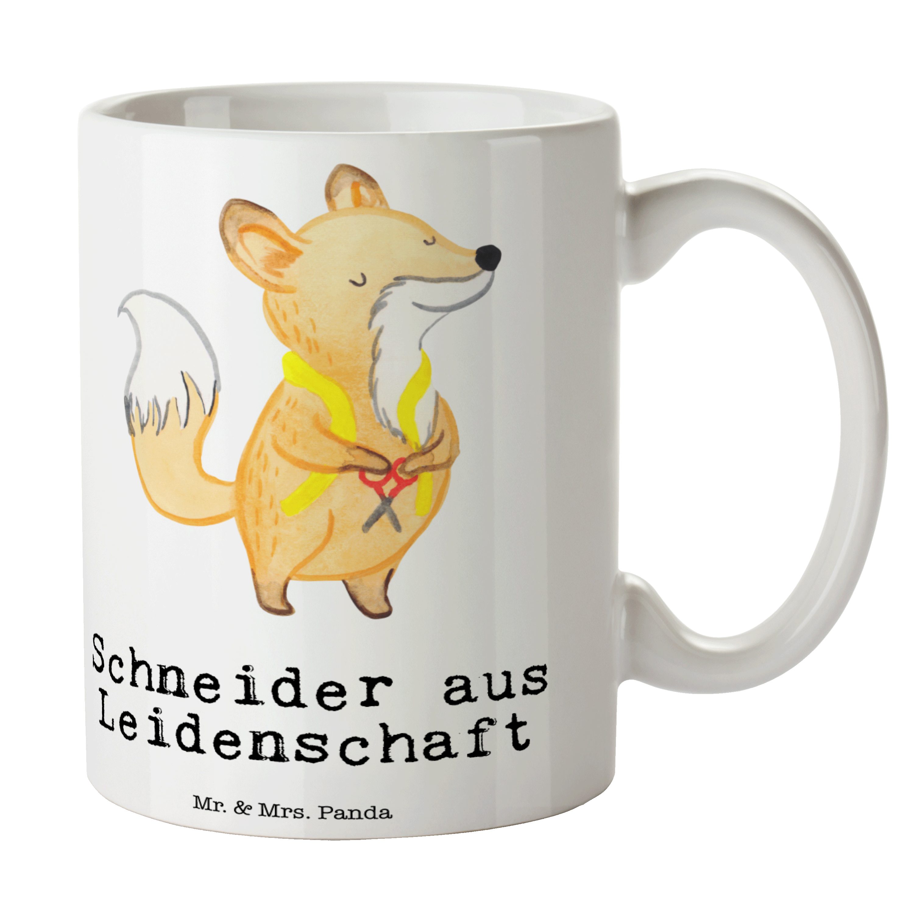 Mr. & Panda Keramik - Tasse, Schneider Mrs. Tasse Po, aus Kaffeebecher, Geschenk, Weiß Leidenschaft 