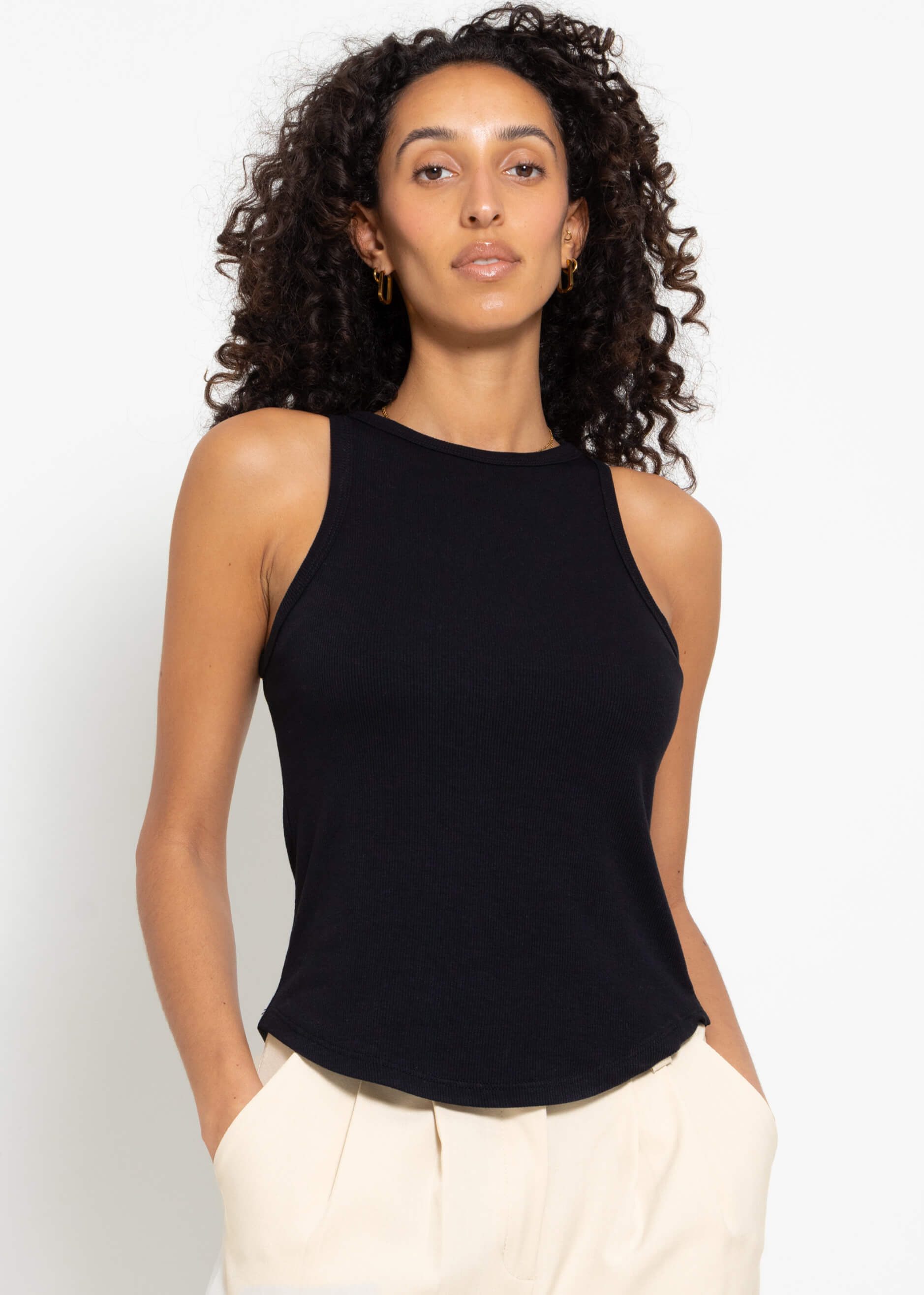SASSYCLASSY Tanktop Geripptes Basic Tanktop Ärmelloses günstig online kaufen