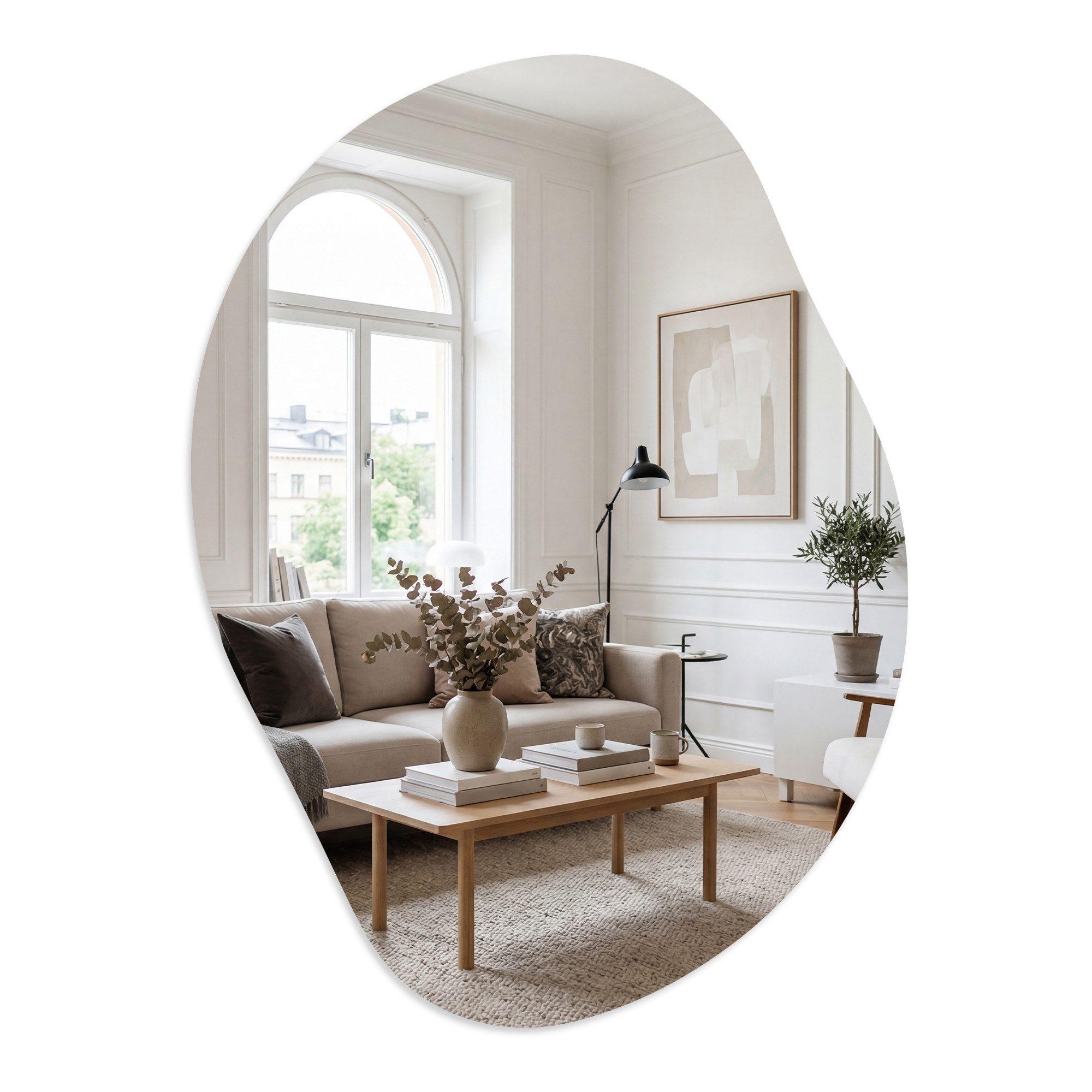 SONGMICS Wandspiegel rahmenloser Spiegel in Blütenblattform, asymmetrisch