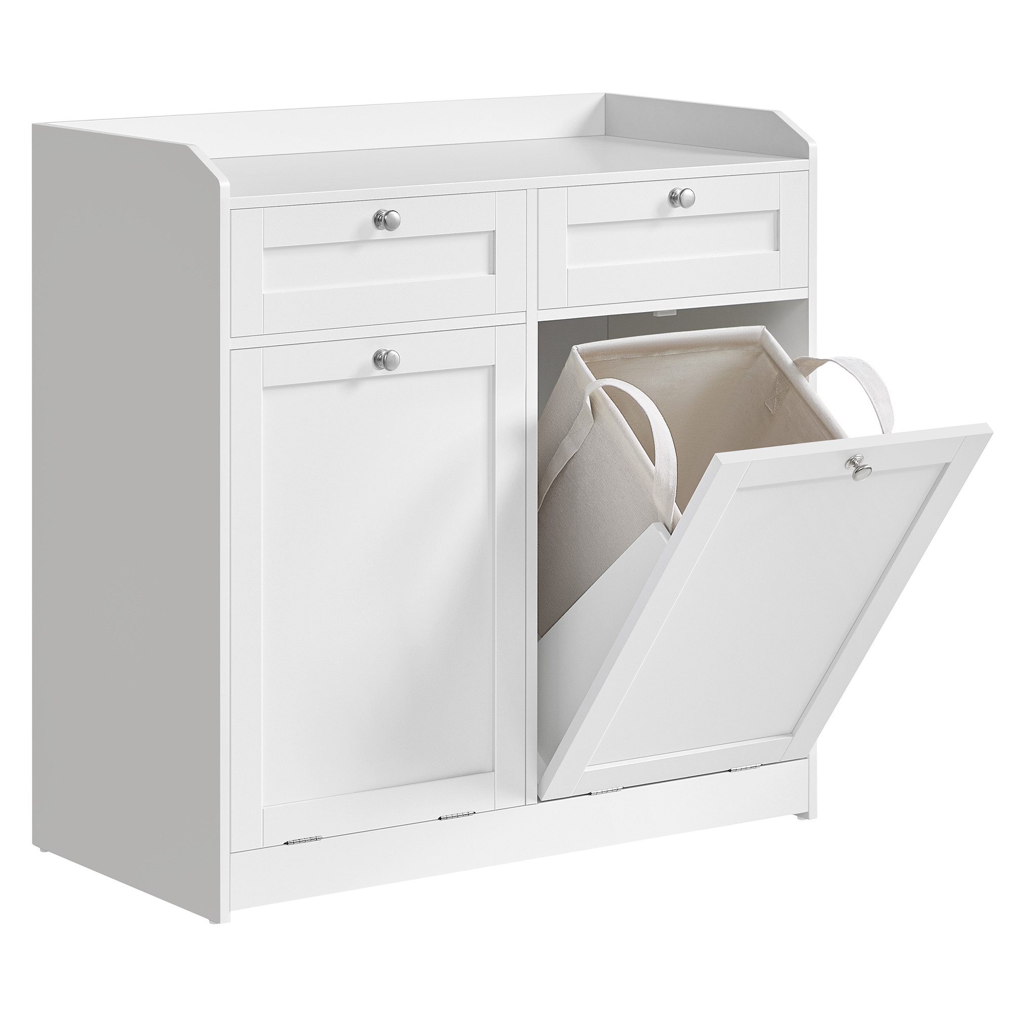 VASAGLE Badkommode Badschrank Wäscheschrank Badezimmerschrank, mit 2 Schubladen und 2 Wäscheboxen