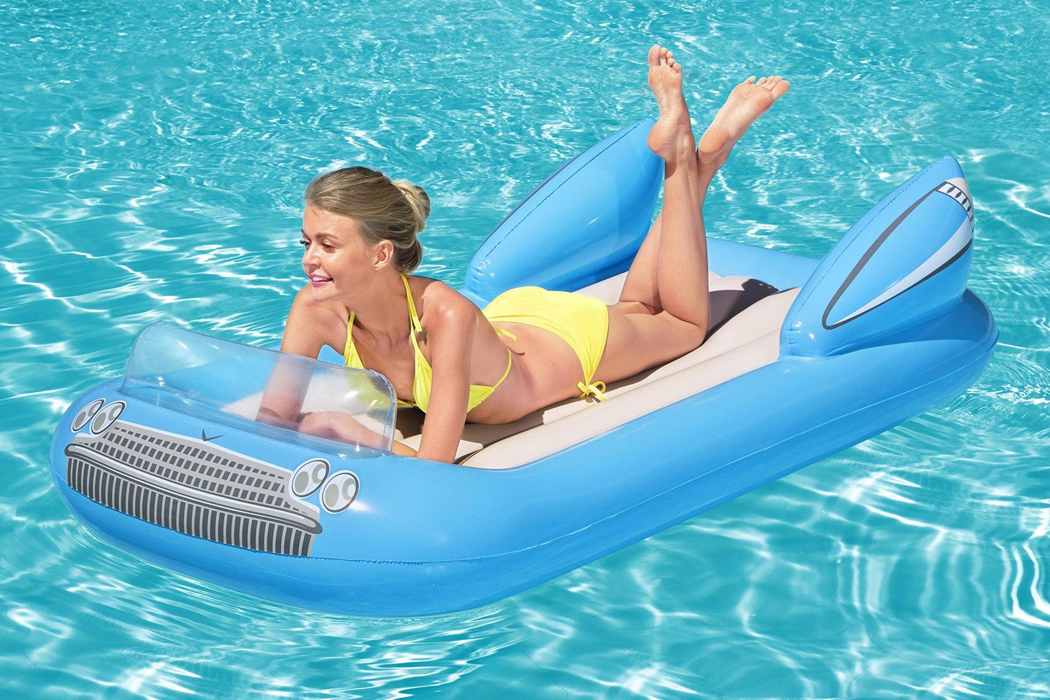 Bestway Badeinsel Car Lounge, (Packung, 1-St., 180 x 94 x 43 cm), Auto-Design, mit Windschutz auch als Kissen geeignet