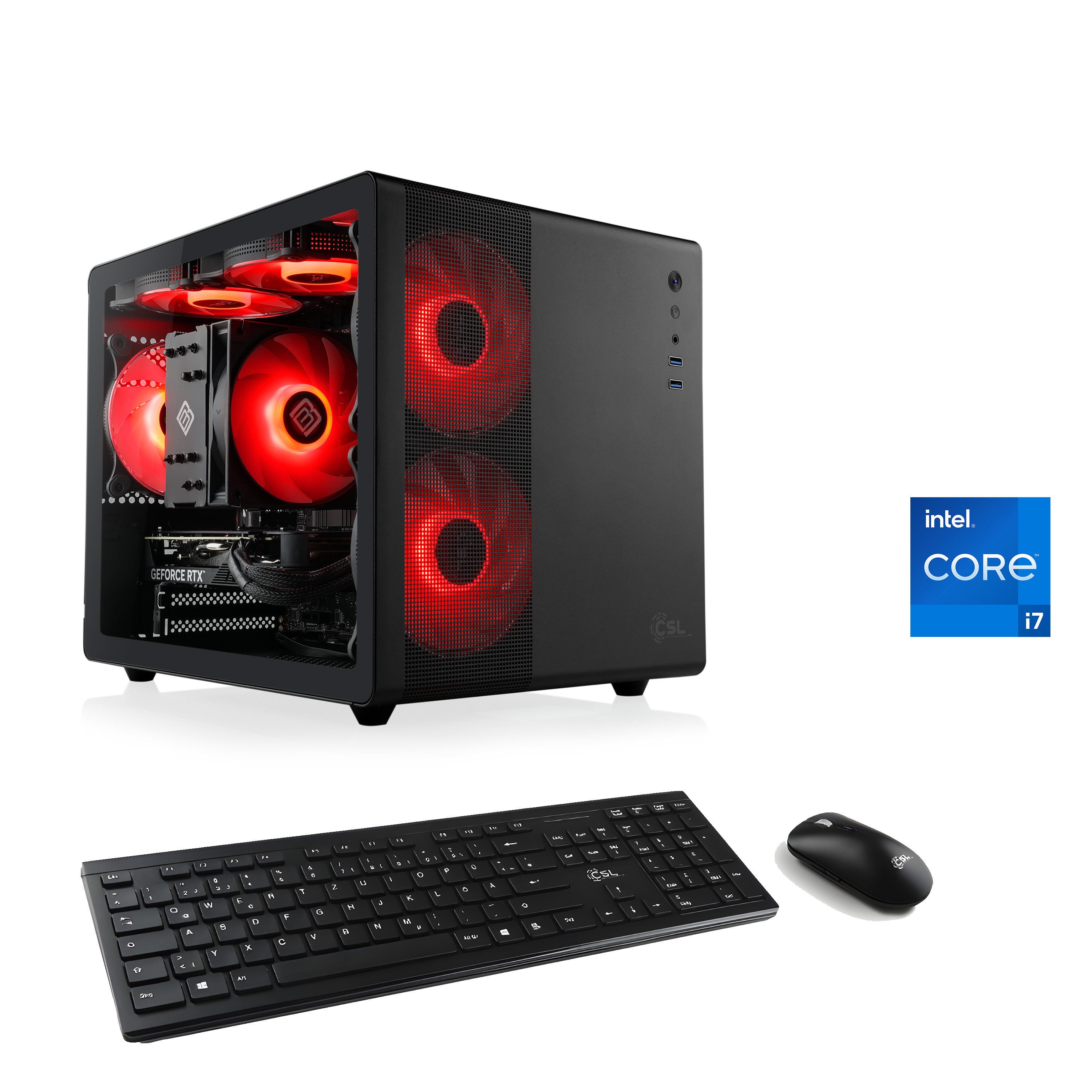 CSL Cube V24167 PC (Intel Core i7 14700F, GeForce RTX 3050, 16 GB RAM, 500 GB SSD, Luftkühlung)