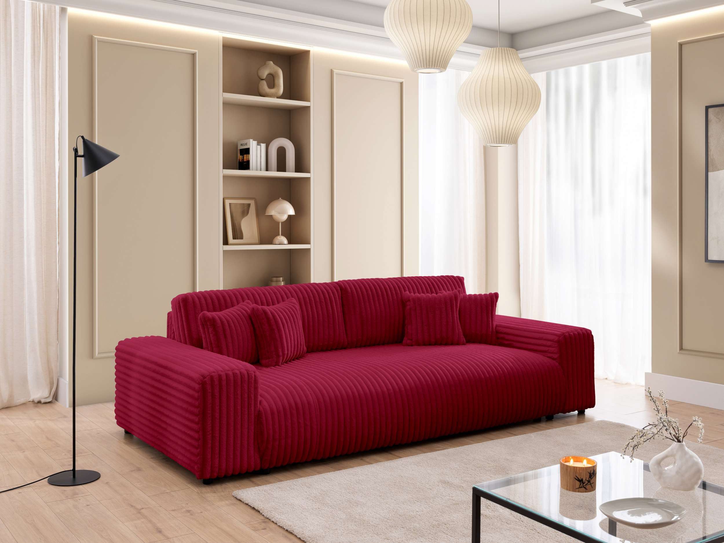 99rooms Big-Sofa Adria, Sofa, Big-Sofa, Inkl. Kissenset, rundum mit Cordstoff AMBIENCE bezogen, Schlaffunktion