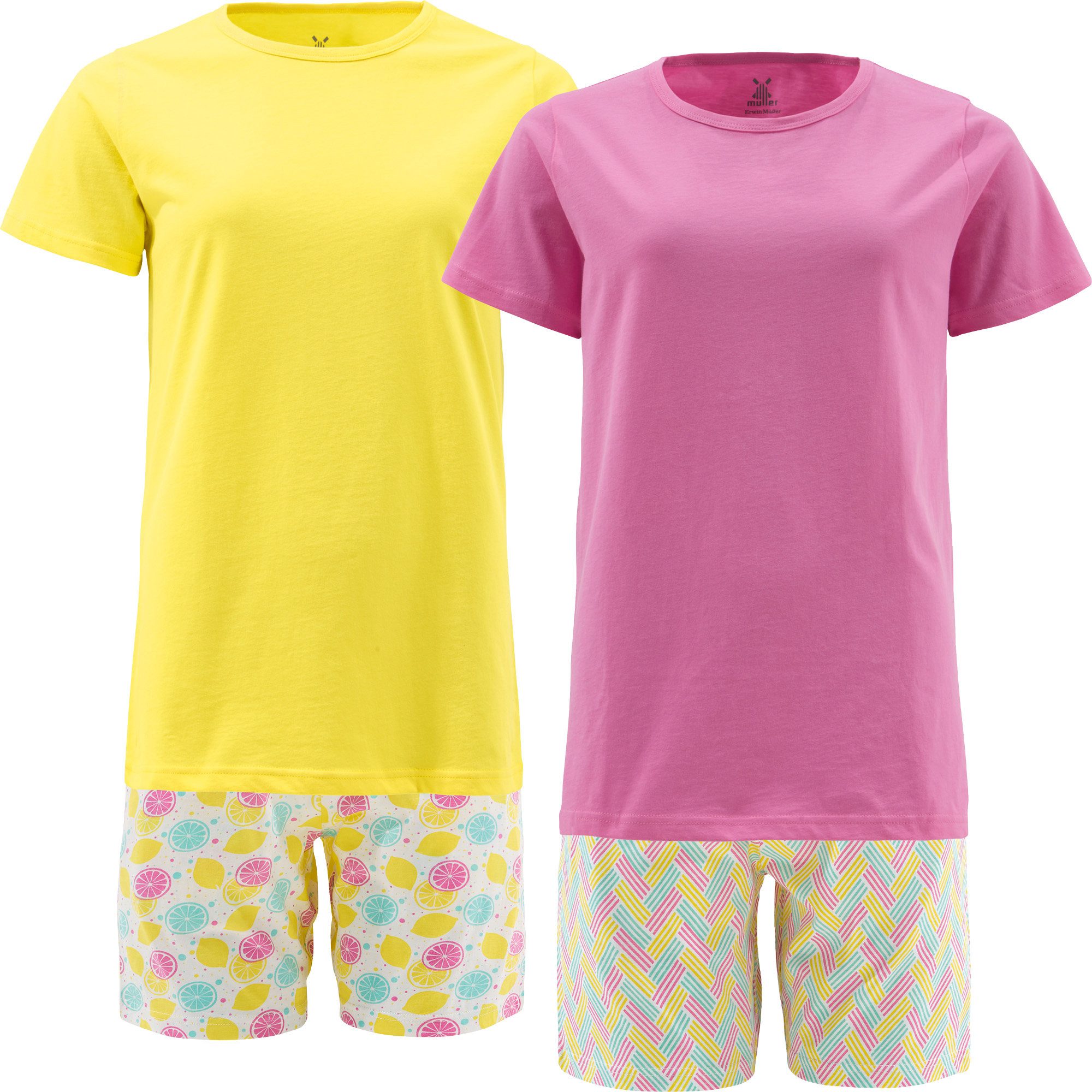 Erwin Müller Pyjama Damen-Shorty 2er-Pack Single-Jersey gemustert